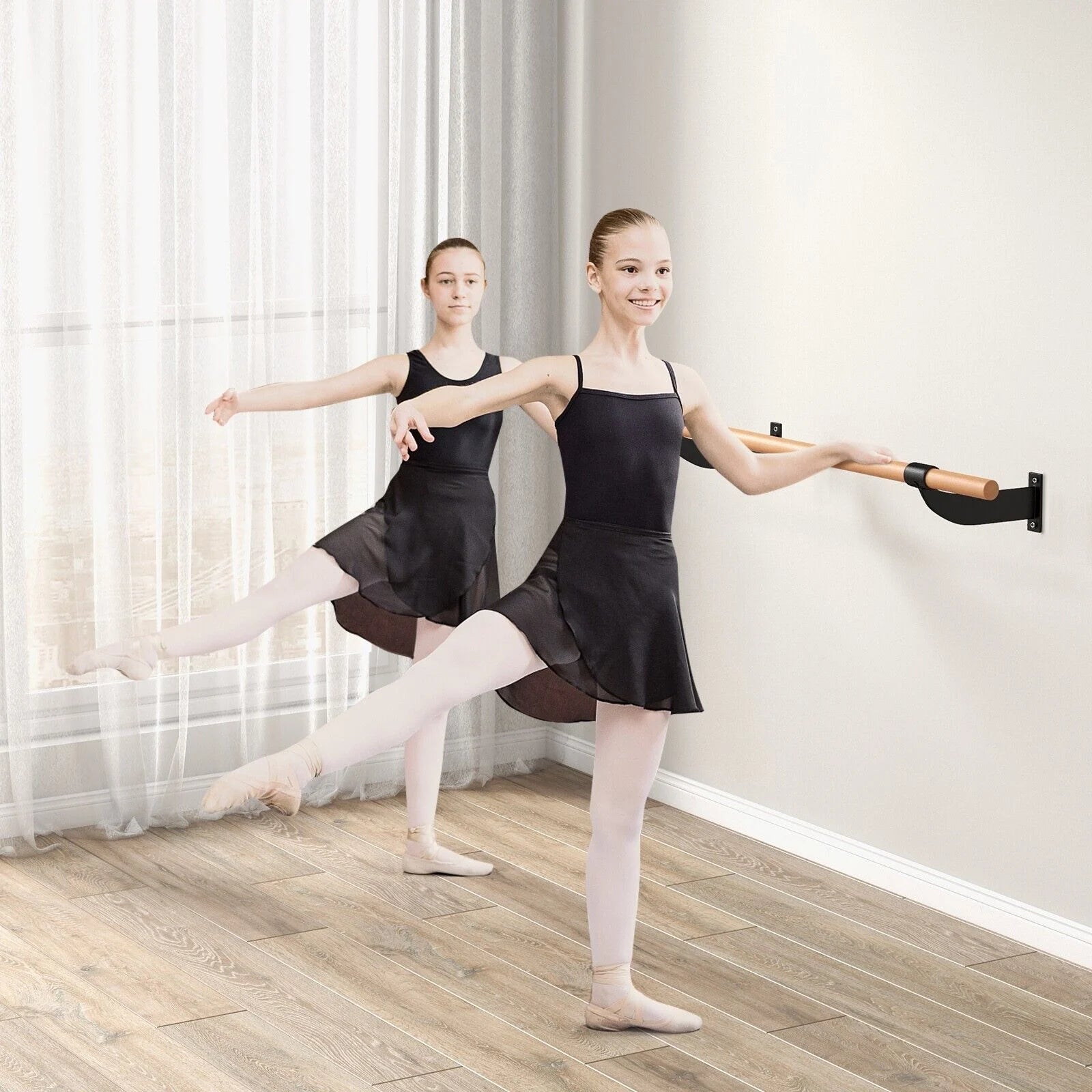 120CM Wall-Mounted Beech Wood Ballet Barre