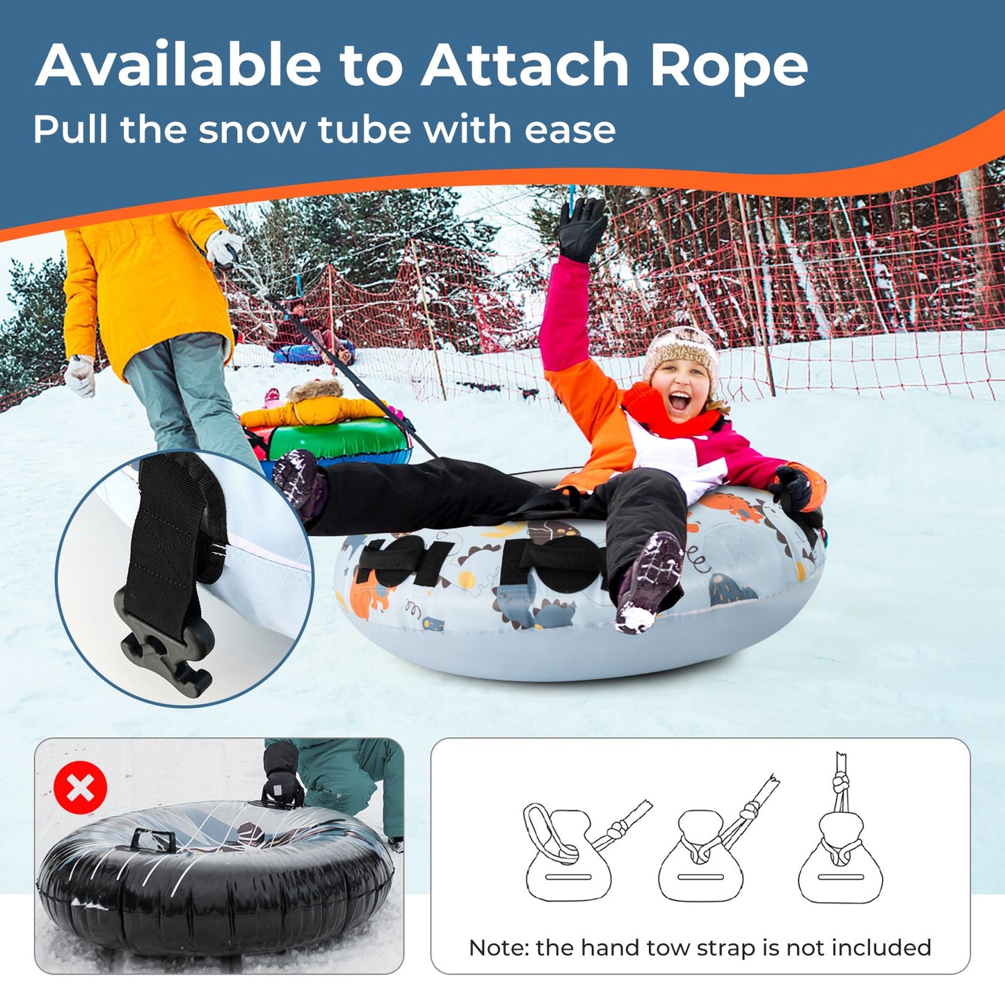 52-Inch Heavy-Duty Snow Tube with Premium Oxford Fabric Cover