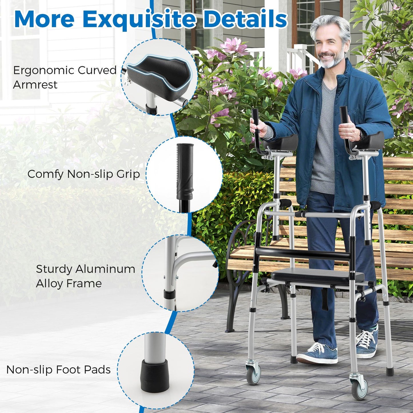 Premium Rolling Walker with Padded Seat and Dual High-Quality Wheels