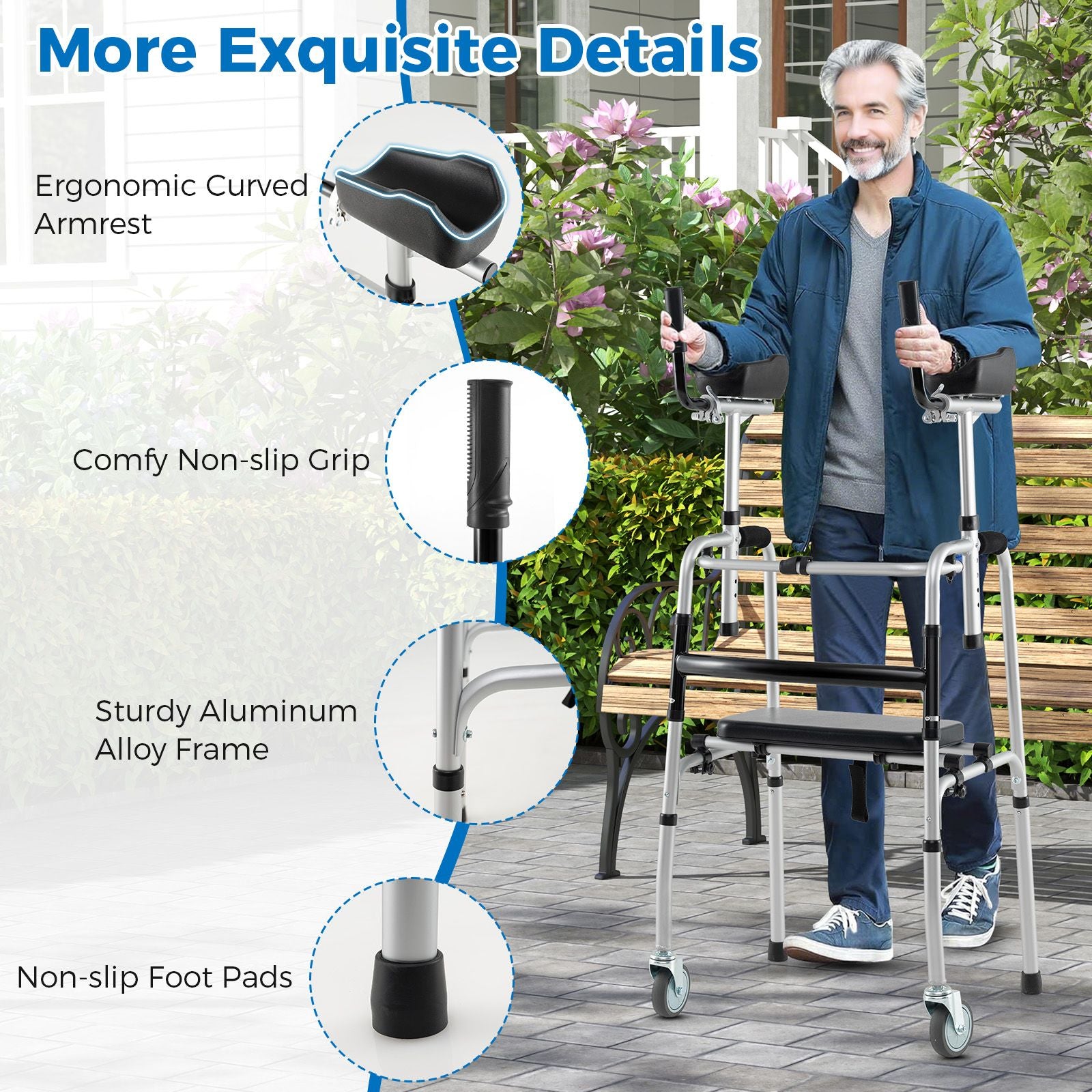 Premium Rolling Walker with Padded Seat and Dual High-Quality Wheels