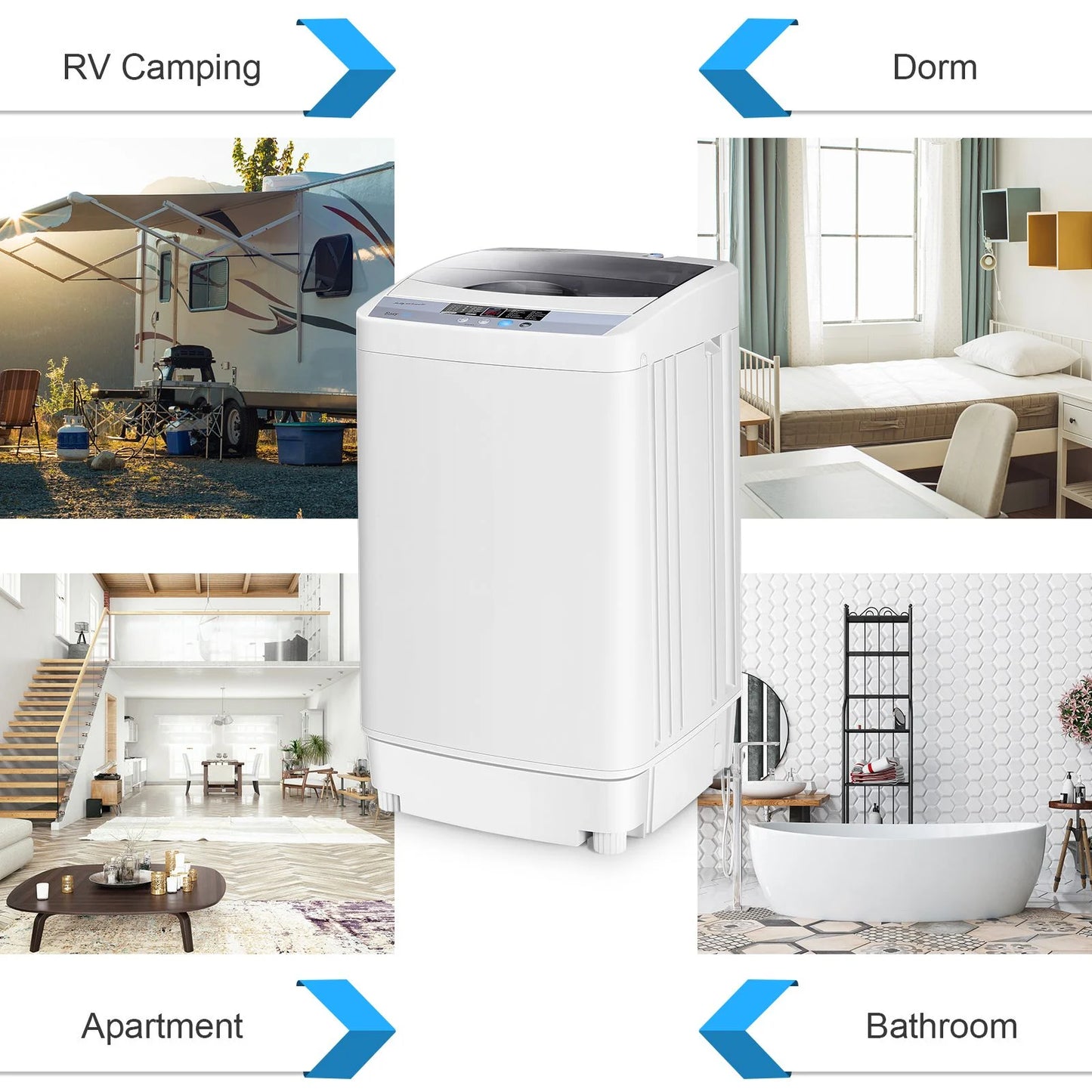 Portable Washing Machine Featuring 8 Water Levels and 10 Washing Programs