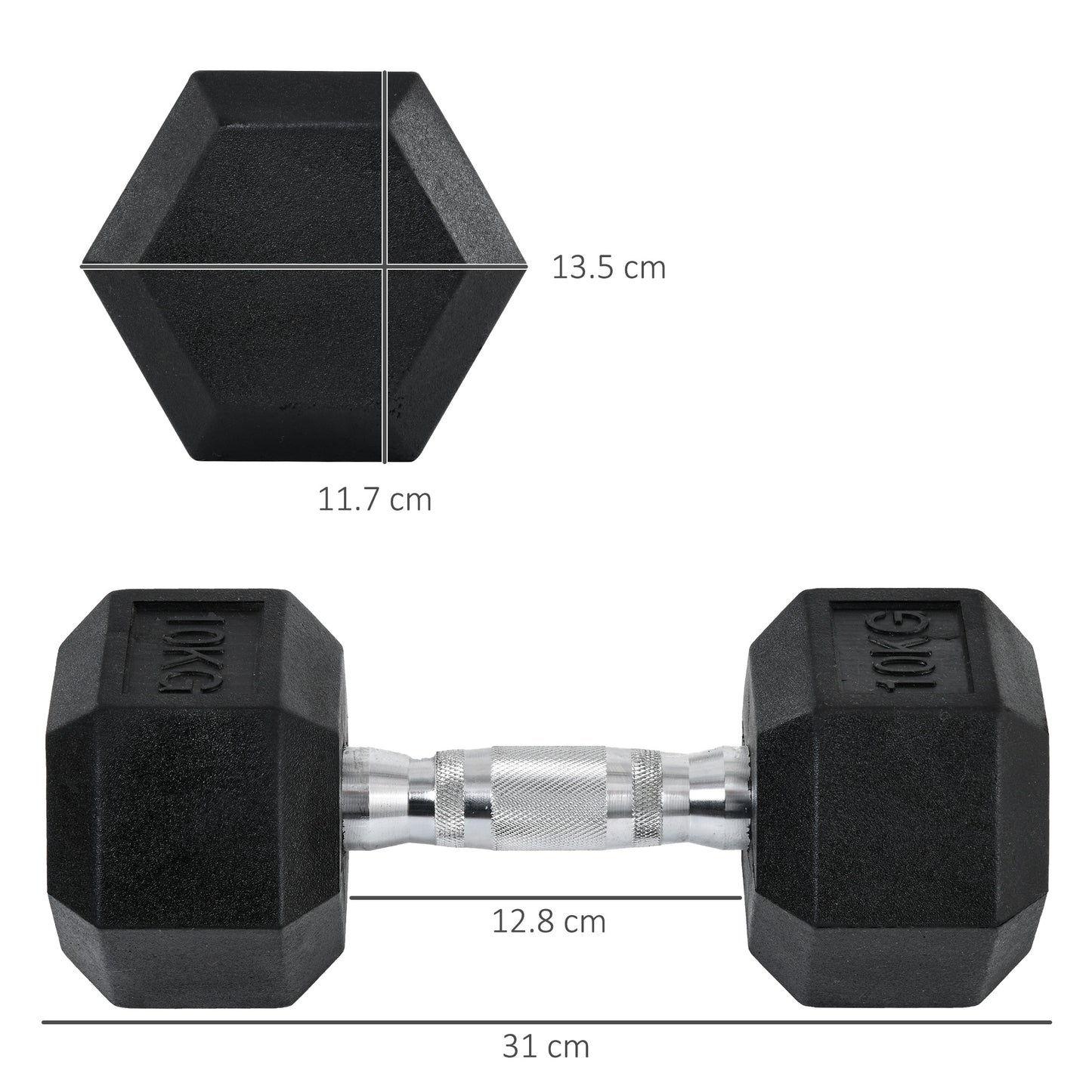 Hexagonal Dumbbell Set - 2x10kg for Home Gym | Durable & Safe Weight Lifting - All Round Fitness