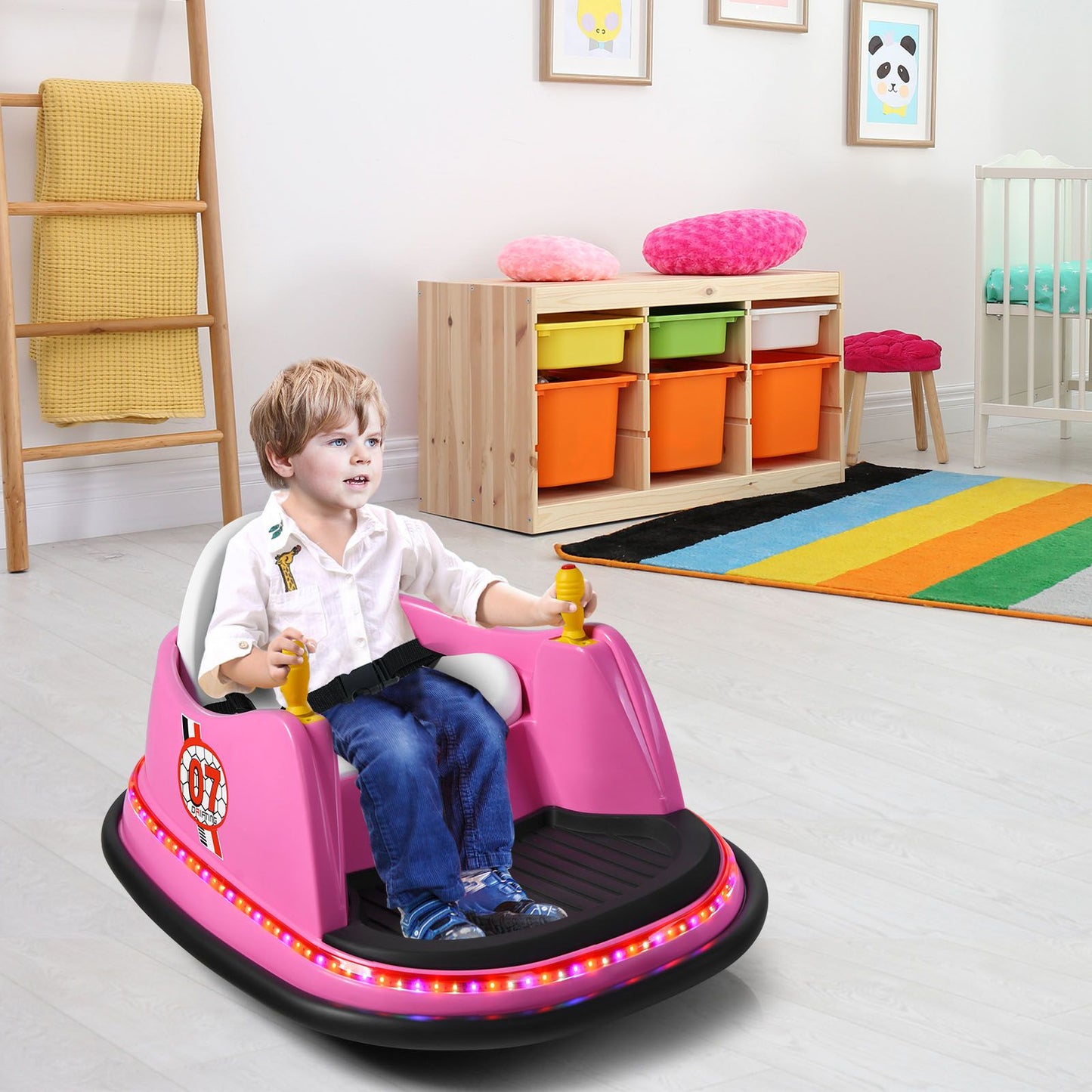 Children's Ride-On Bumper Car with Vibrant Flashing Lights and Music