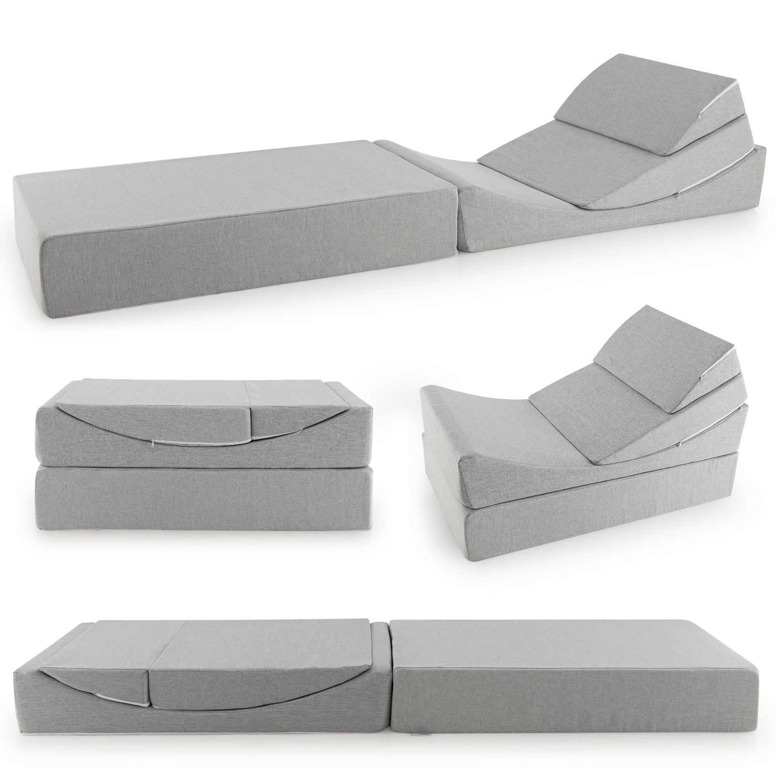 Convertible Sofa Bed with High-Density Foam Mattress