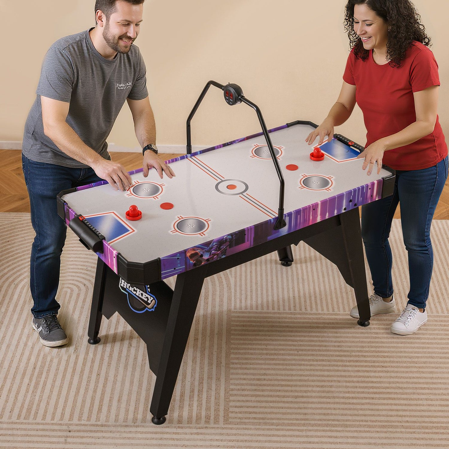 Exciting 144 CM Air Hockey Table with 2 Pucks and 2 Pushers - Perfect for Family Fun and Competitive Play!