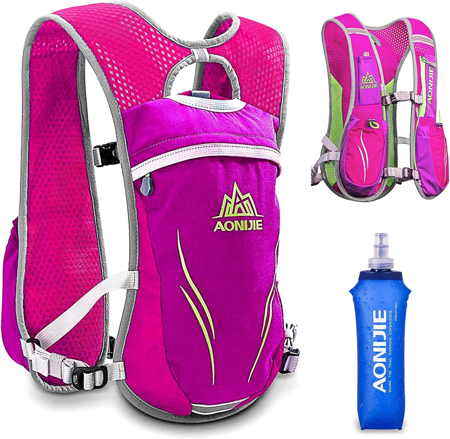 Hydration Pack Backpack 5.5L | Lightweight Running Hydration Vest for Men & Women | Trail Running, Marathon, Hiking & Cycling Backpack (Available with or without Water Bottle)