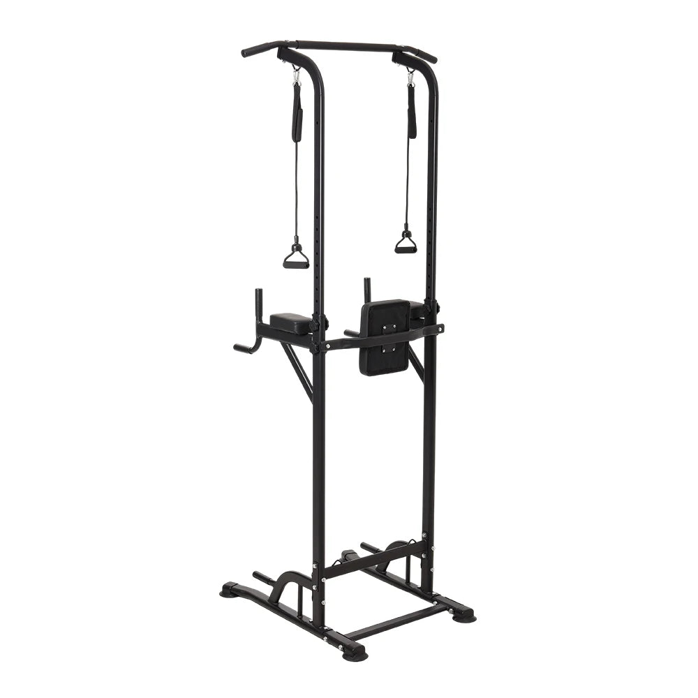 【】Multi-Functional Adjustable Height Power Tower Dip Station Pull up Bar