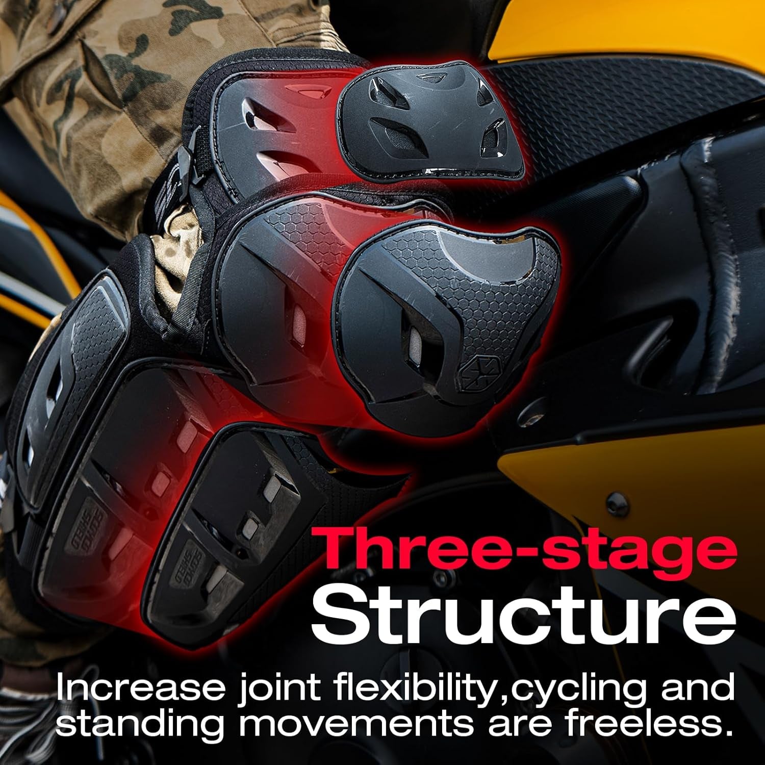 Motorbike Knee Pads CE Level 1 | Anti-Slip Motocross Knee Guards & Adjustable Powersport Armor for Adults