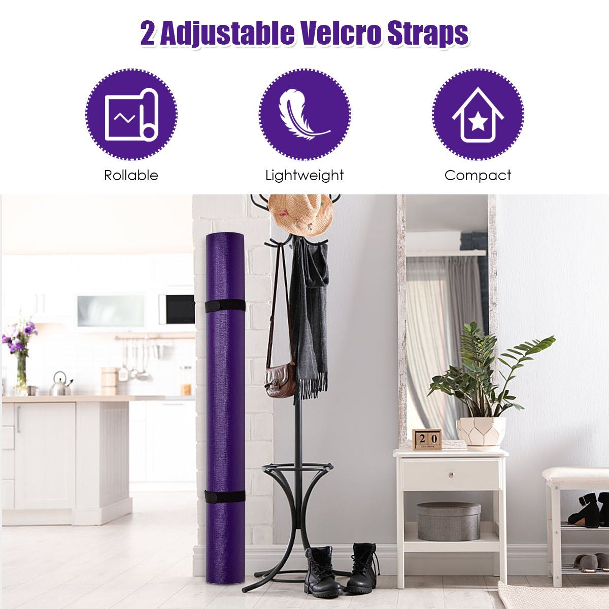 182 Cm Thick Exercise Yoga Mat with Double-Sided Non-Slip Design