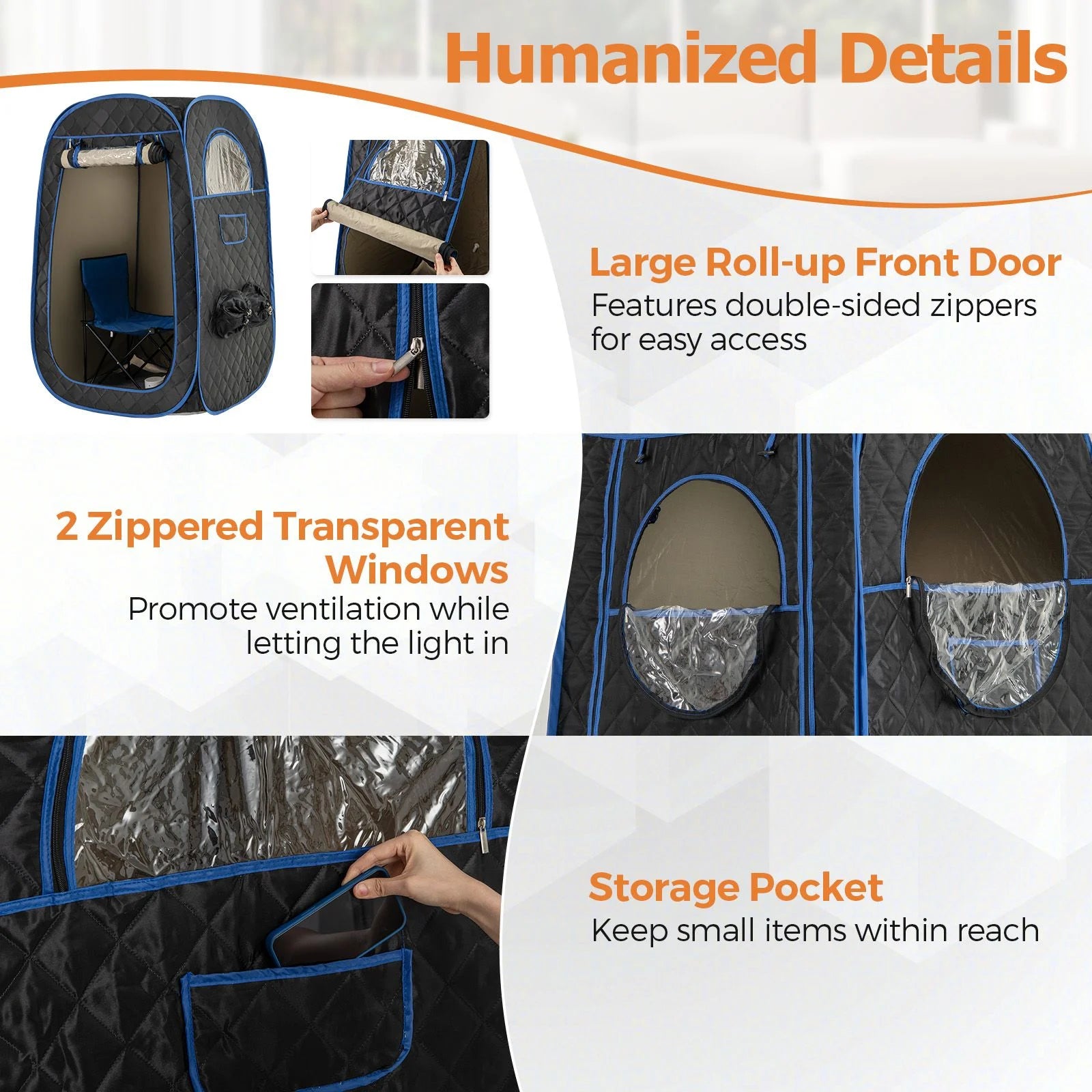 Portable Steam Sauna Tent with 1000W Steam Generator and Chair, 3L Capacity