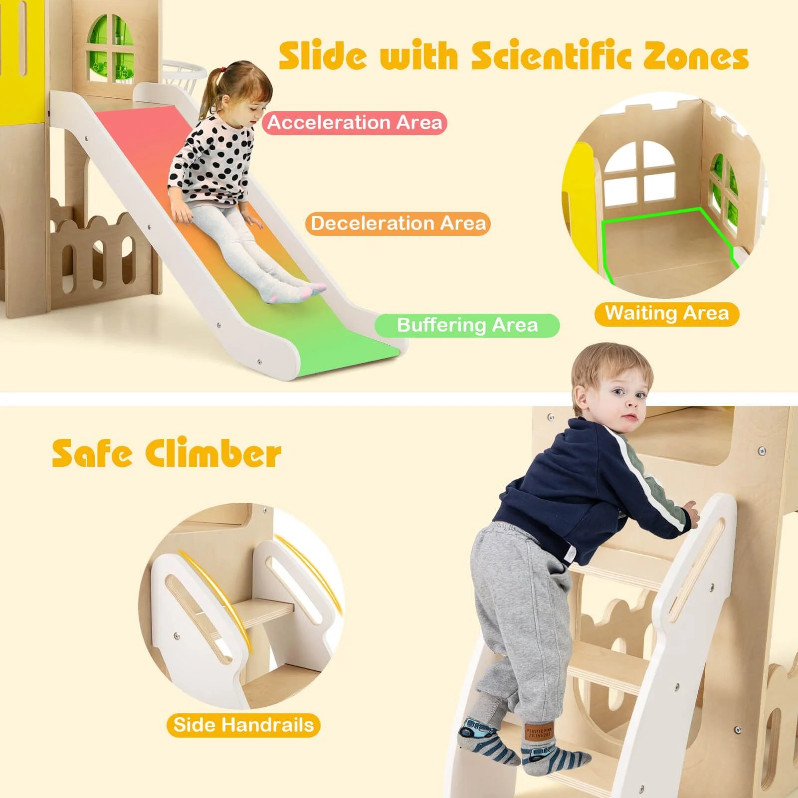 7-in-1 Wooden Playground Slide Set for Toddlers with Ladder and Extended Aisle