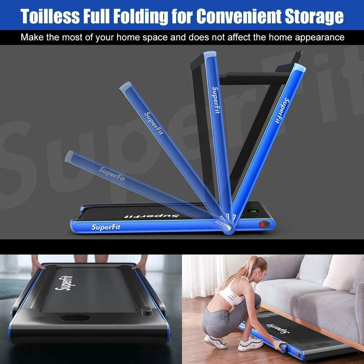 1-12Kph Folding Electric Treadmill with Bluetooth Capability