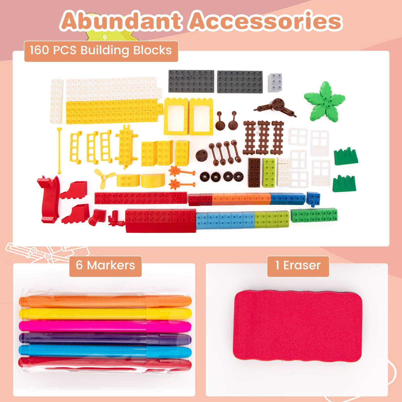 2-in-1 Kids Art Table & Easel with Rotatable & Removable Desktop – Includes Chair, Storage & Building Blocks