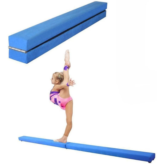 Folding Gymnastics Balance Beam 7FT Kids Training Beam Faux Suede for Home Gym Exercise