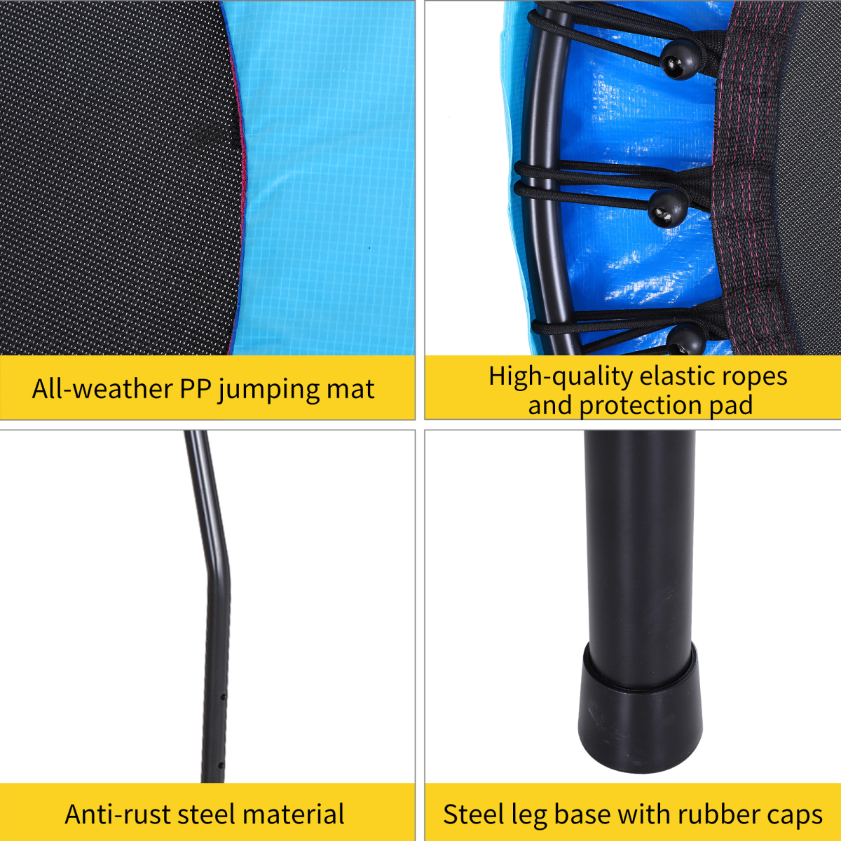 40'' Mini Trampoline for Kids & Adults - Safe Indoor Rebounder with Handle - All Round Fitness