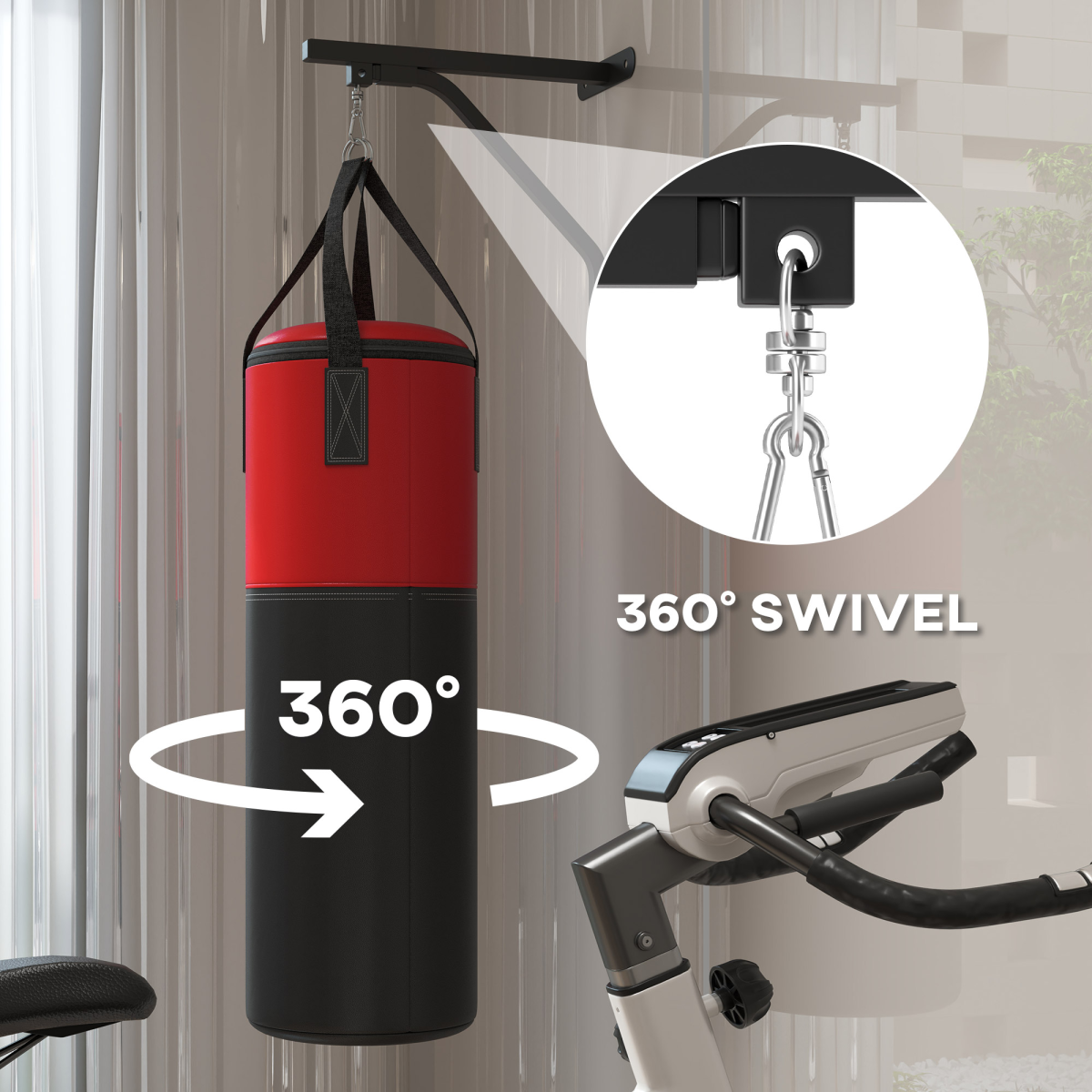 Unfilled Punch Bag with Boxing Gloves & Wall-Mounted Bracket