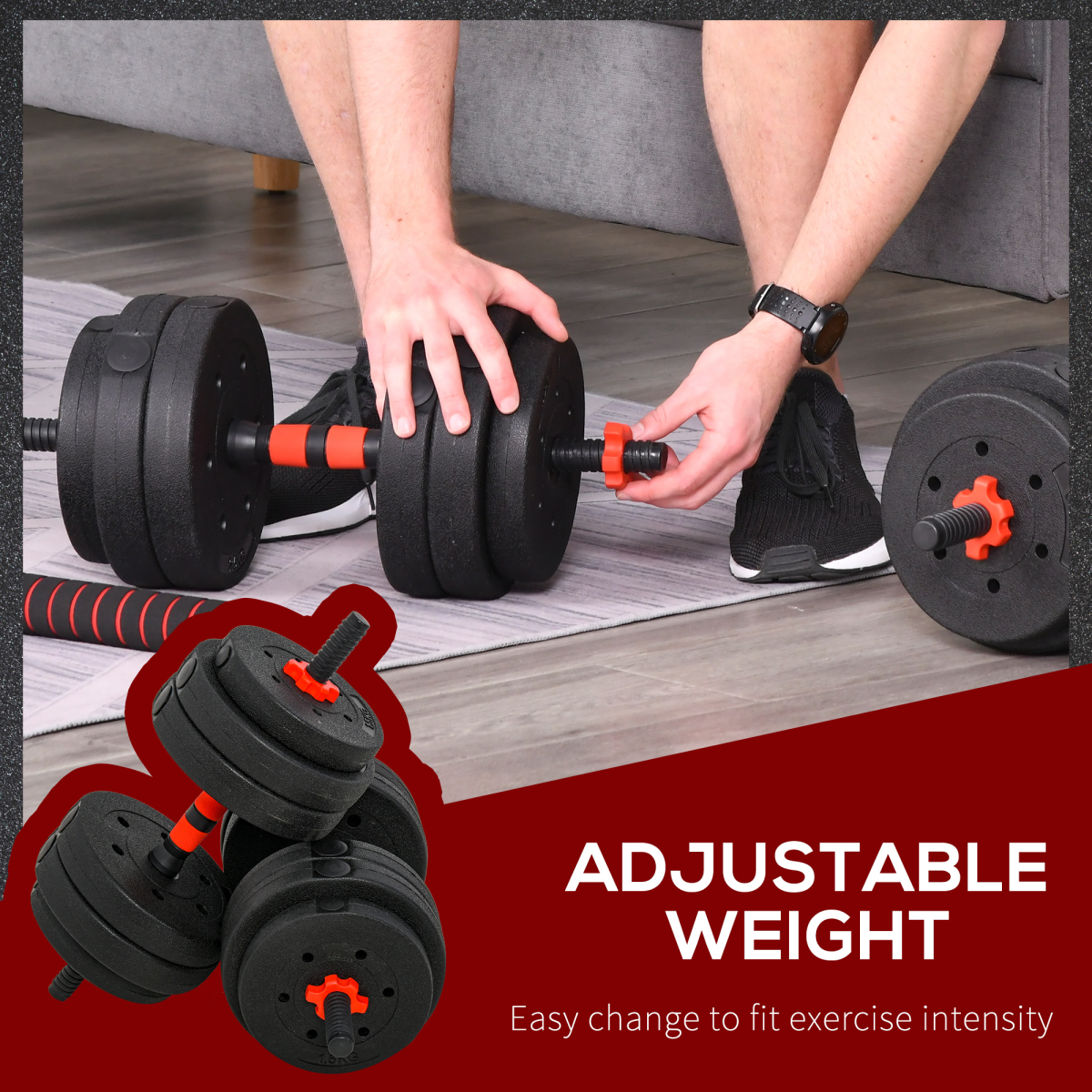 2-in-1 Adjustable 25kg Dumbbell & Barbell Set for Ultimate Home Fitness - All Round Fitness