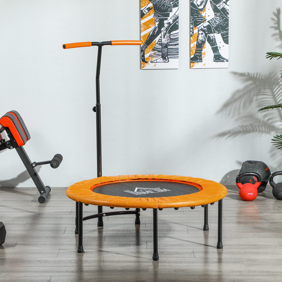 40" Mini Fitness Trampoline with Adjustable Handle – Orange