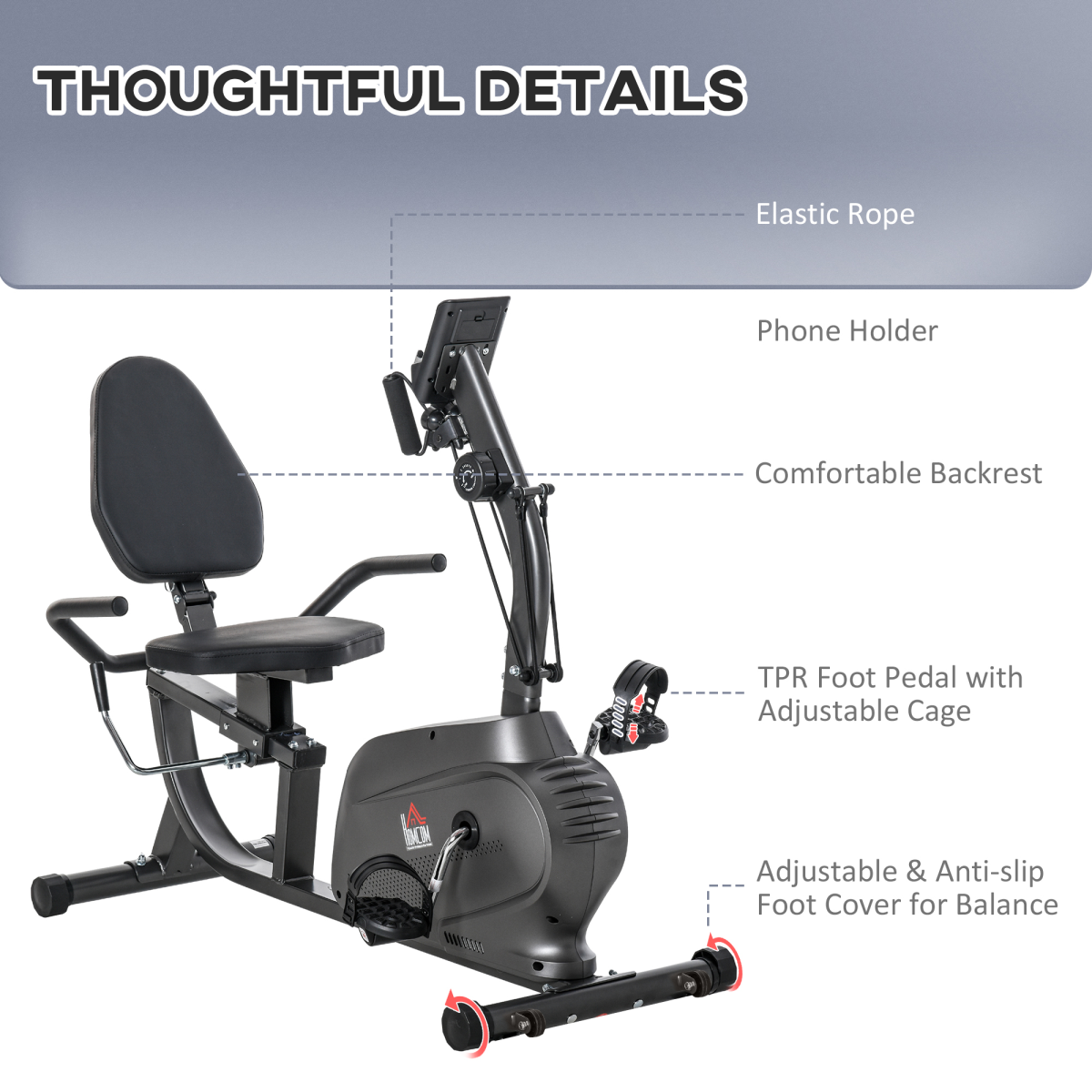 Compact HOMCOM Stationary Bike: LCD Monitor, Adjustable Seat & 8 Resistance Levels - All Round Fitness