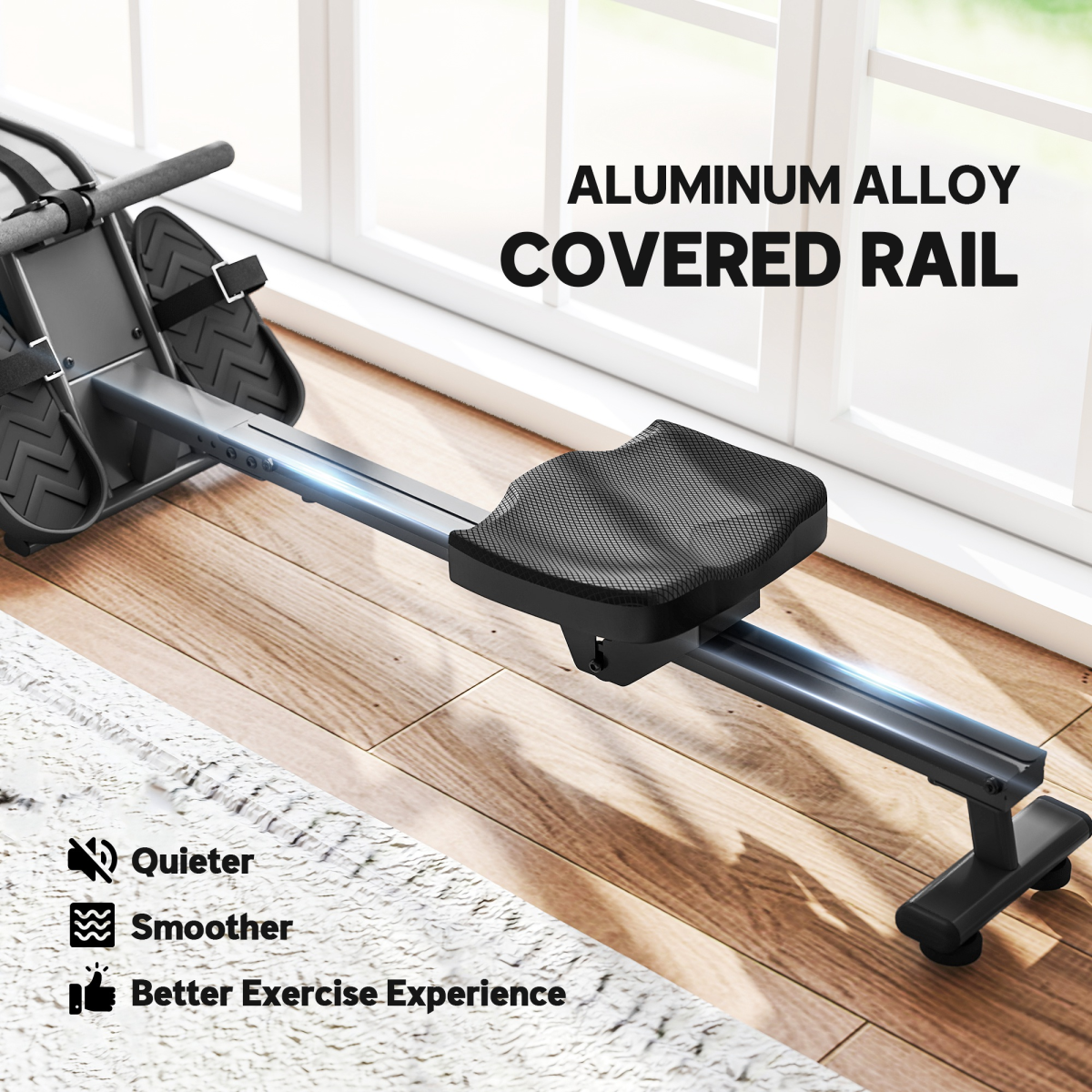 Water Rowing Machine with 6-Level Adjustable Resistance & Upright Storage