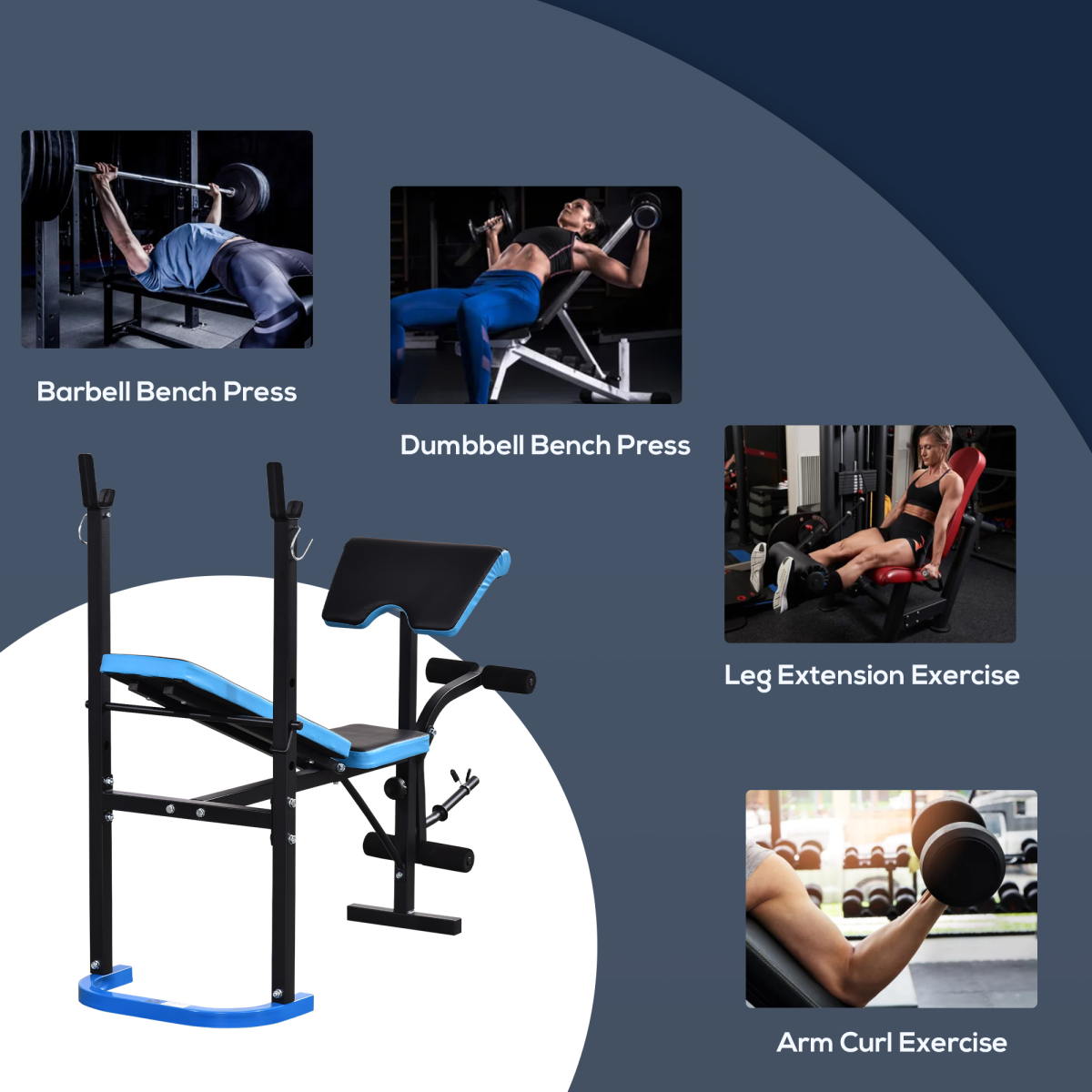 Versatile Adjustable Weight Bench with Leg Developer for Home Gym Power - All Round Fitness