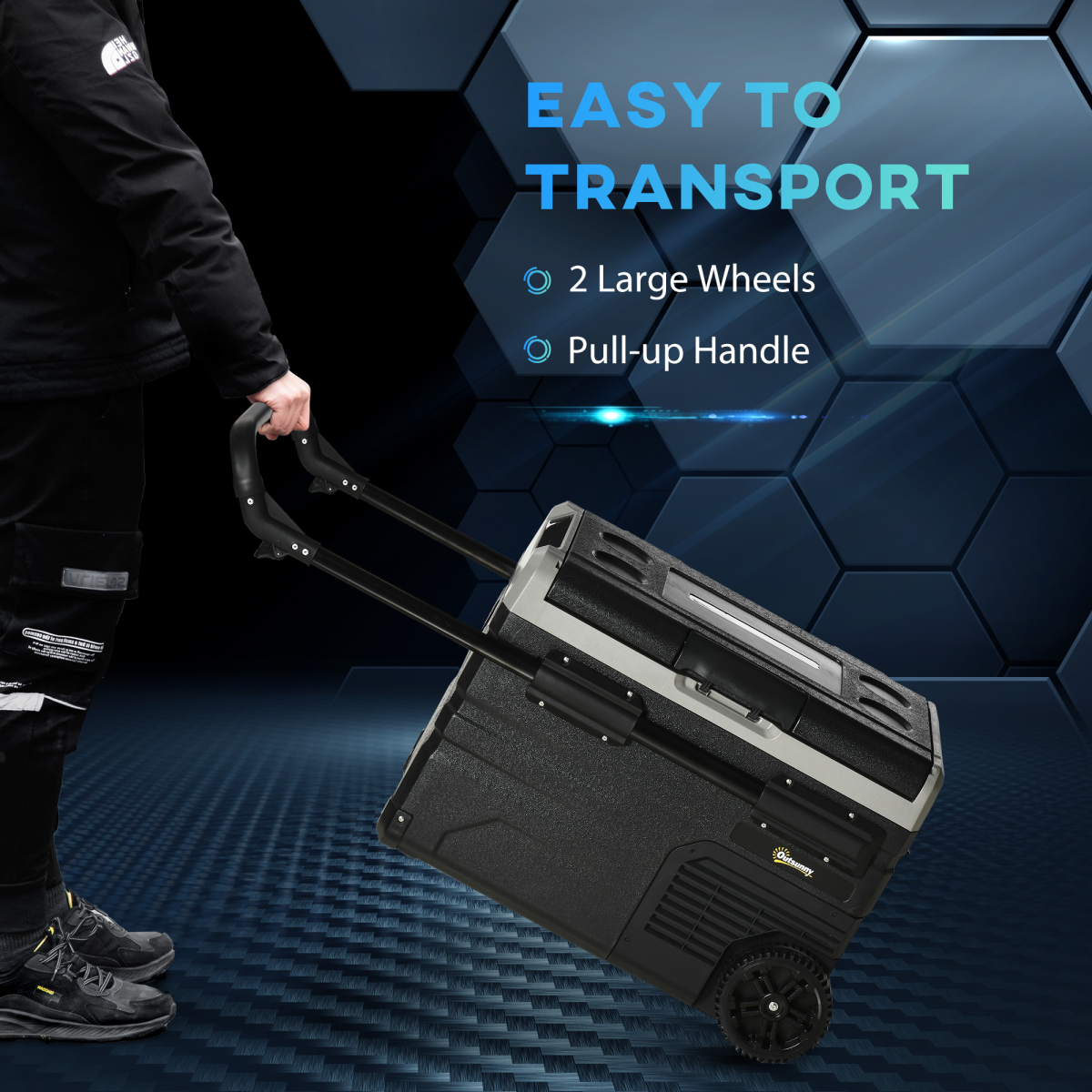 Outsunny 40L Portable Car Fridge Freezer – Adventure Cooler with Wheels, LED Display & -20°C Cooling