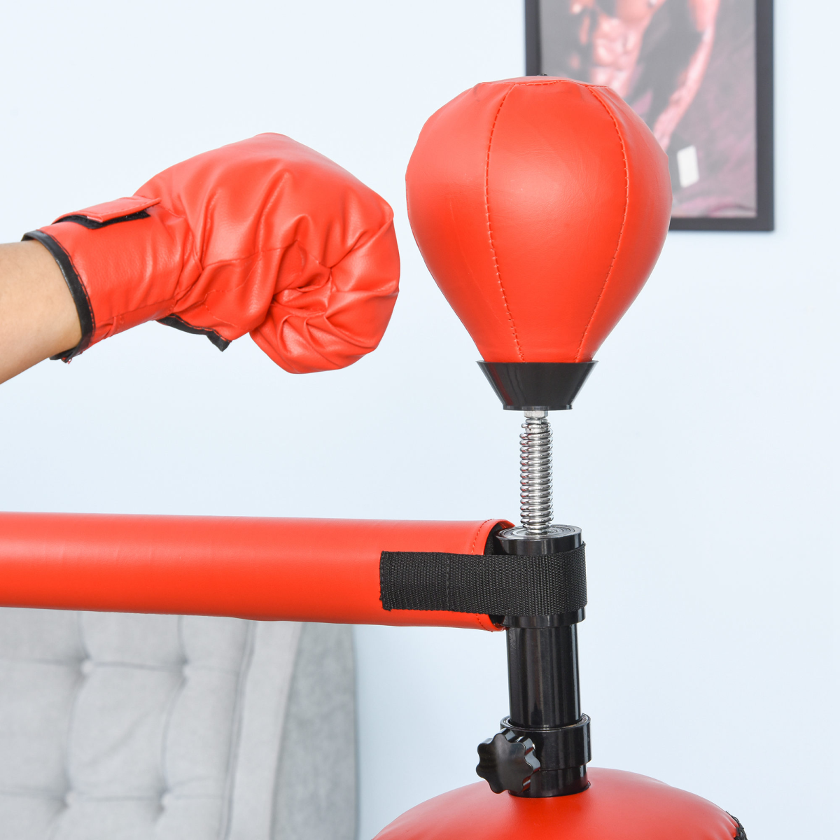 Adjustable Boxing Punch Bag Stand with Rotating Arm & Water-Weighted Base - All Round Fitness