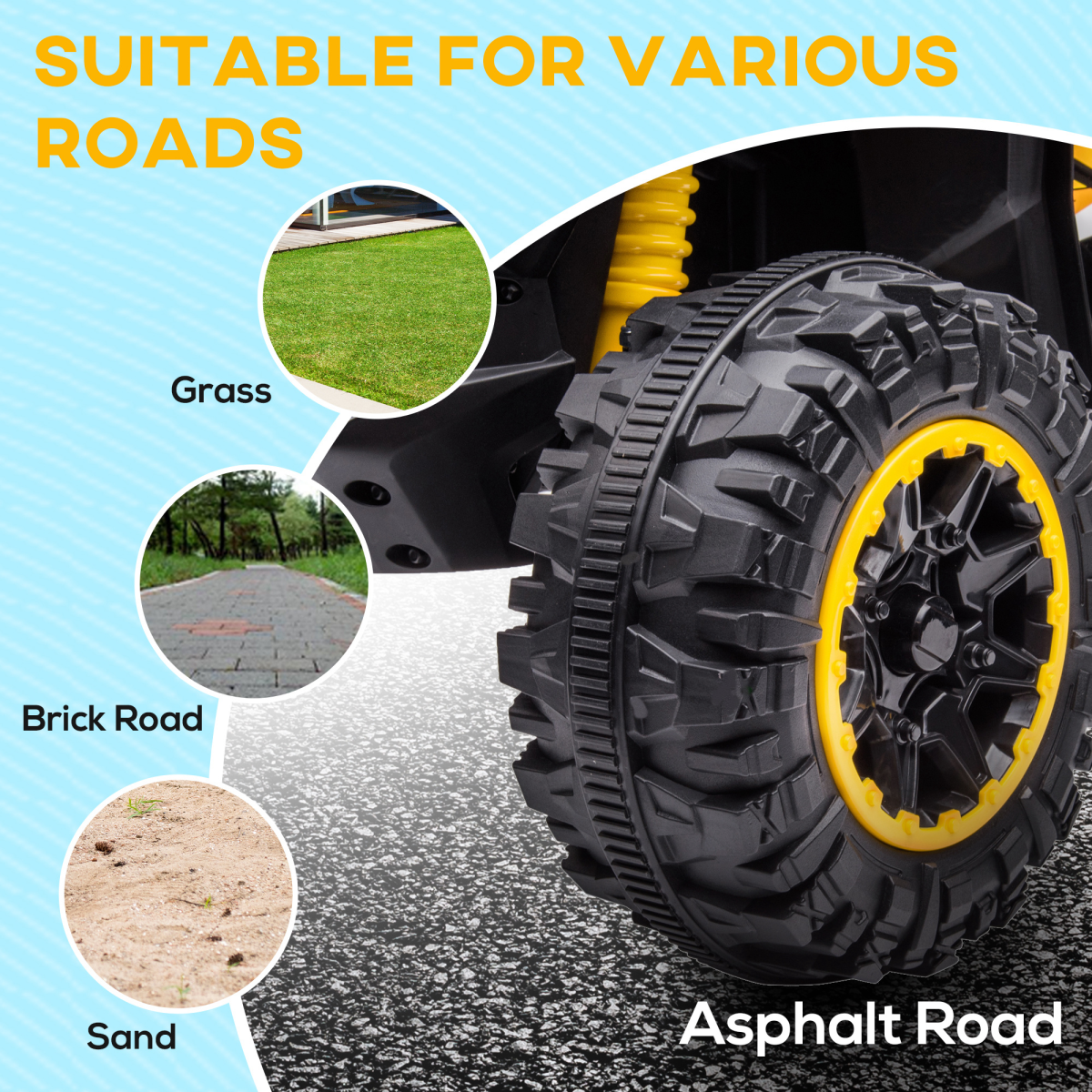 12V Electric Quad Bike for Kids Ride-On ATV Toy with Lights & Music – Ages 3-5 (yellow)