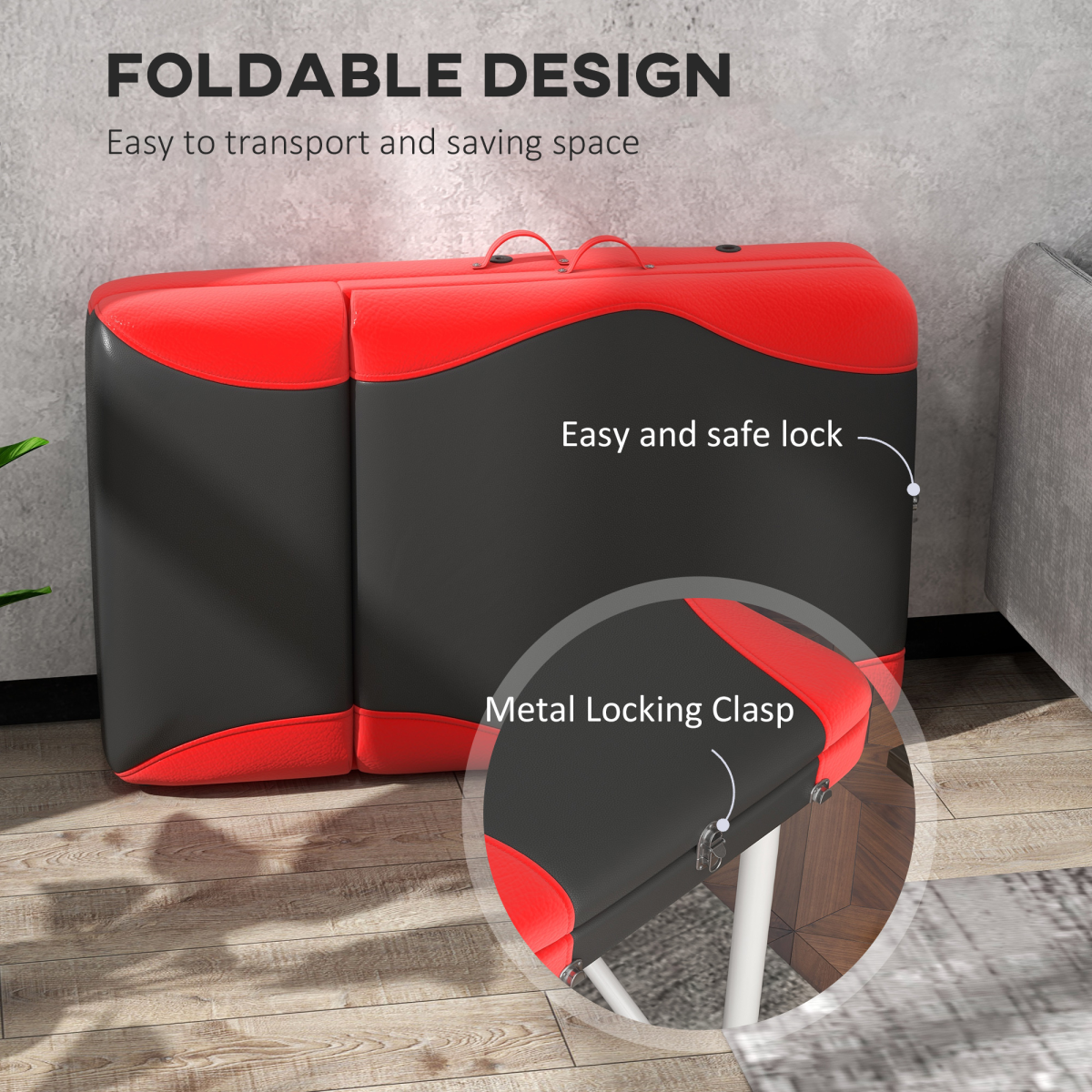 Portable Massage Table Beauty Therapy Couch Bed Spa – Aluminium Frame, Red - All Round Fitness