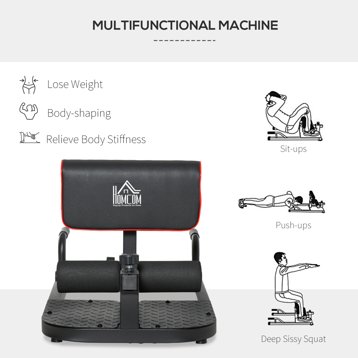 Versatile 3-in-1 Home Gym: Squat, Sit-Up & Push-Up Machine by HOMCOM - All Round Fitness