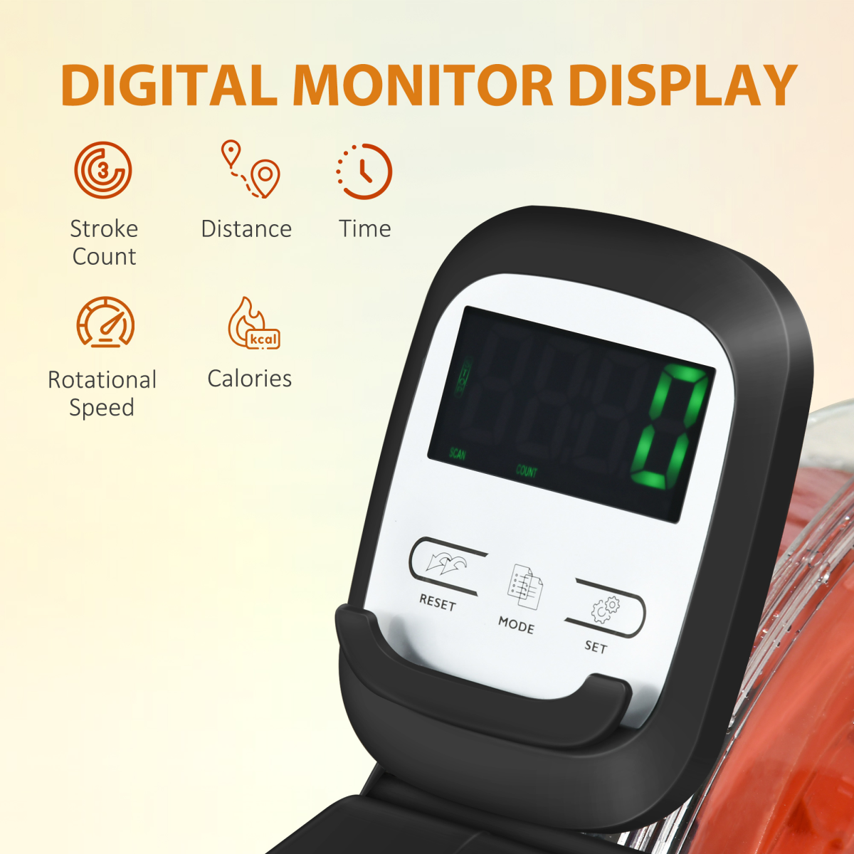 SPORTNOW Foldable Water Rowing Machine with Wheels & LCD Display – Black