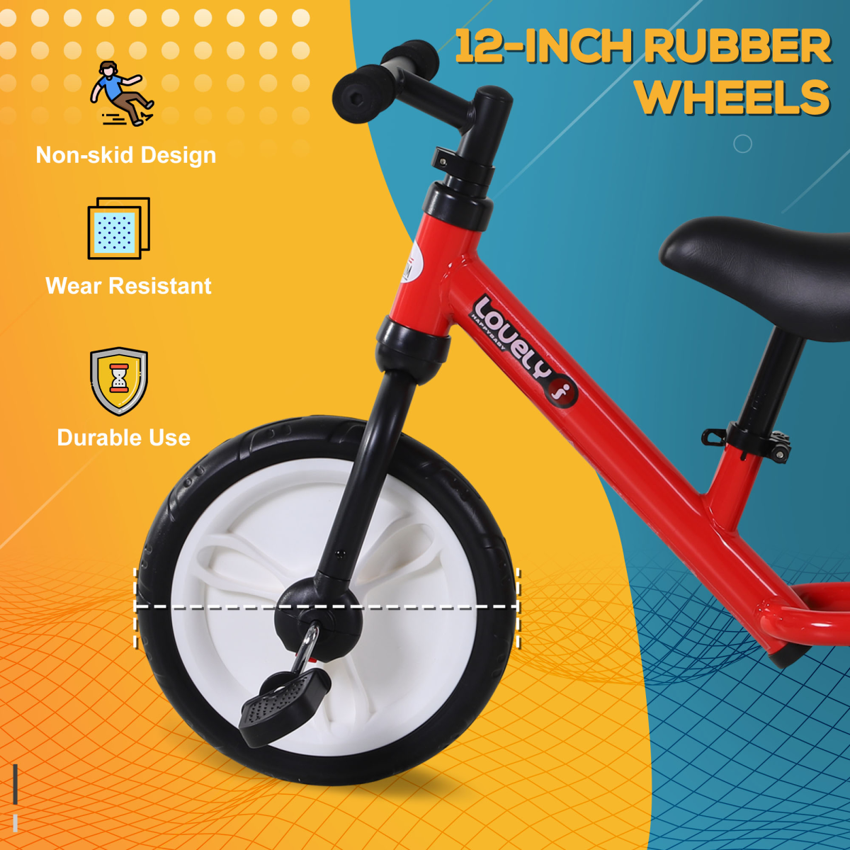 Red Kids Balance Bike with Stabilizers - Perfect for 2-5 Year Olds by HOMCOM - All Round Fitness