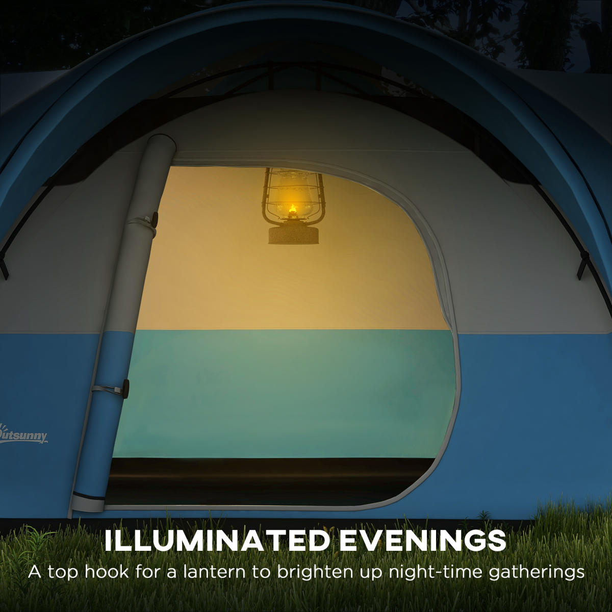 Outsunny 5-6 Person Waterproof Family Camping Tent with Porch & Groundsheet – 3000mm Rain Protection, Blue