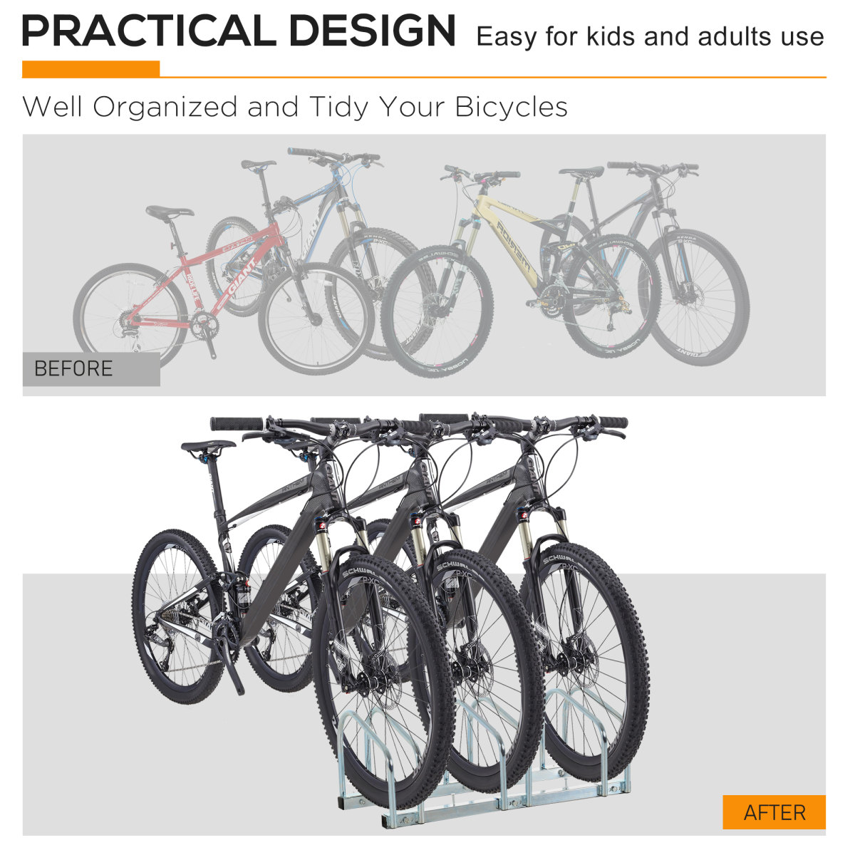 Triple Bike Storage Rack - Durable Locking Stand for Sheds & Garages - All Round Fitness