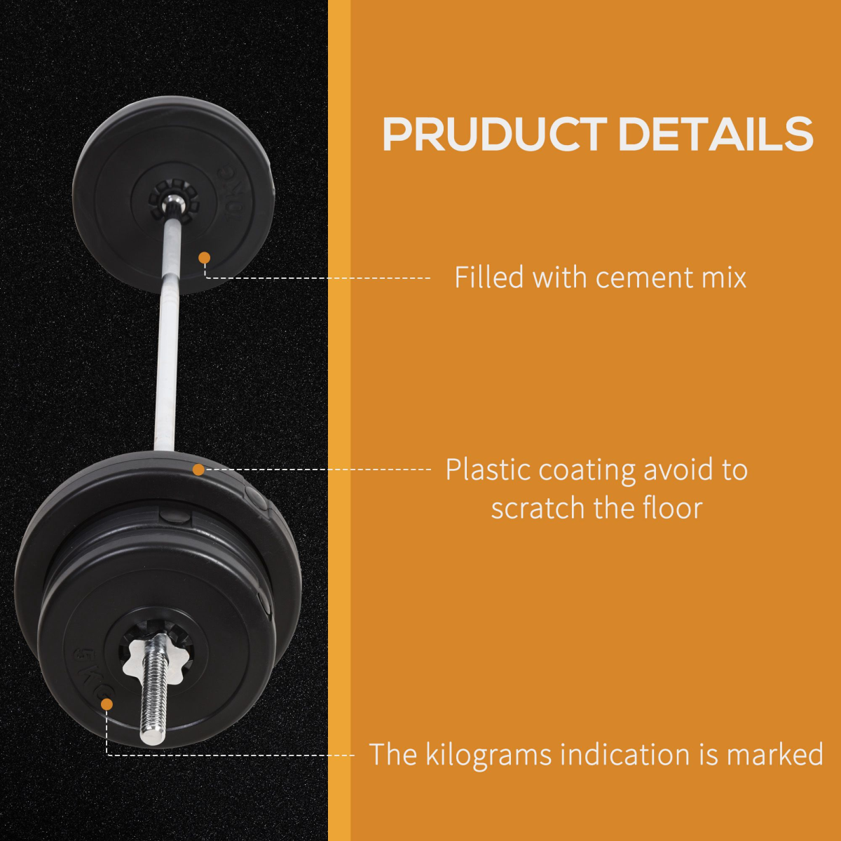 HOMCOM 65kg Adjustable Dumbbell & Barbell Set - Ultimate Home Gym Versatility - All Round Fitness