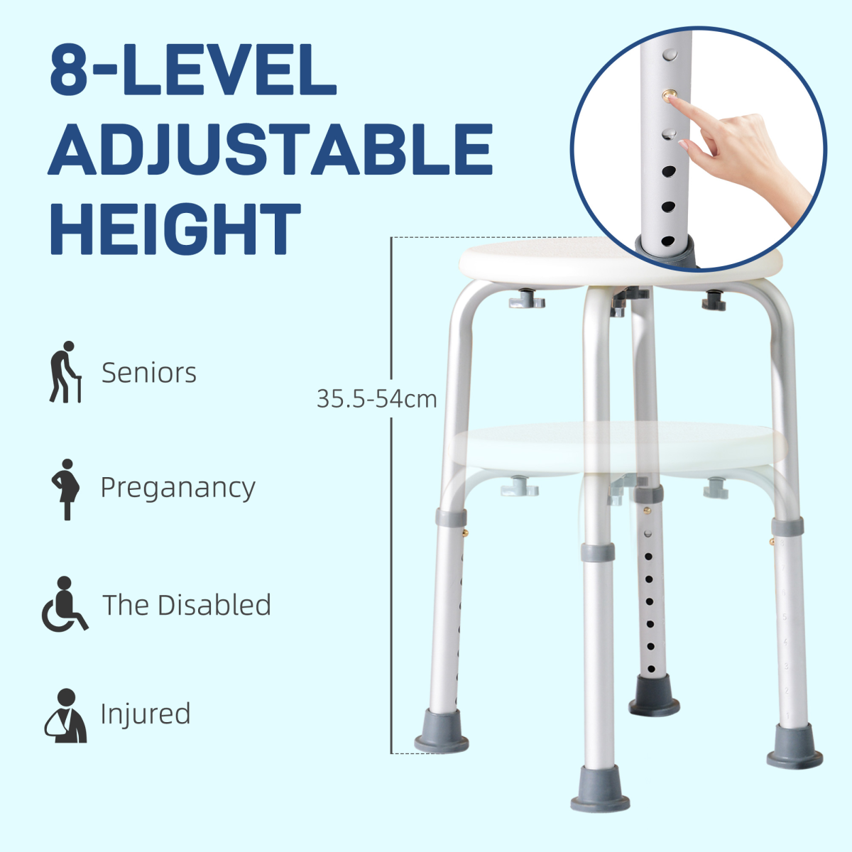 Adjustable Bath Chair & Shower Seat for Elderly - Safe, Slip-Resistant Comfort - All Round Fitness