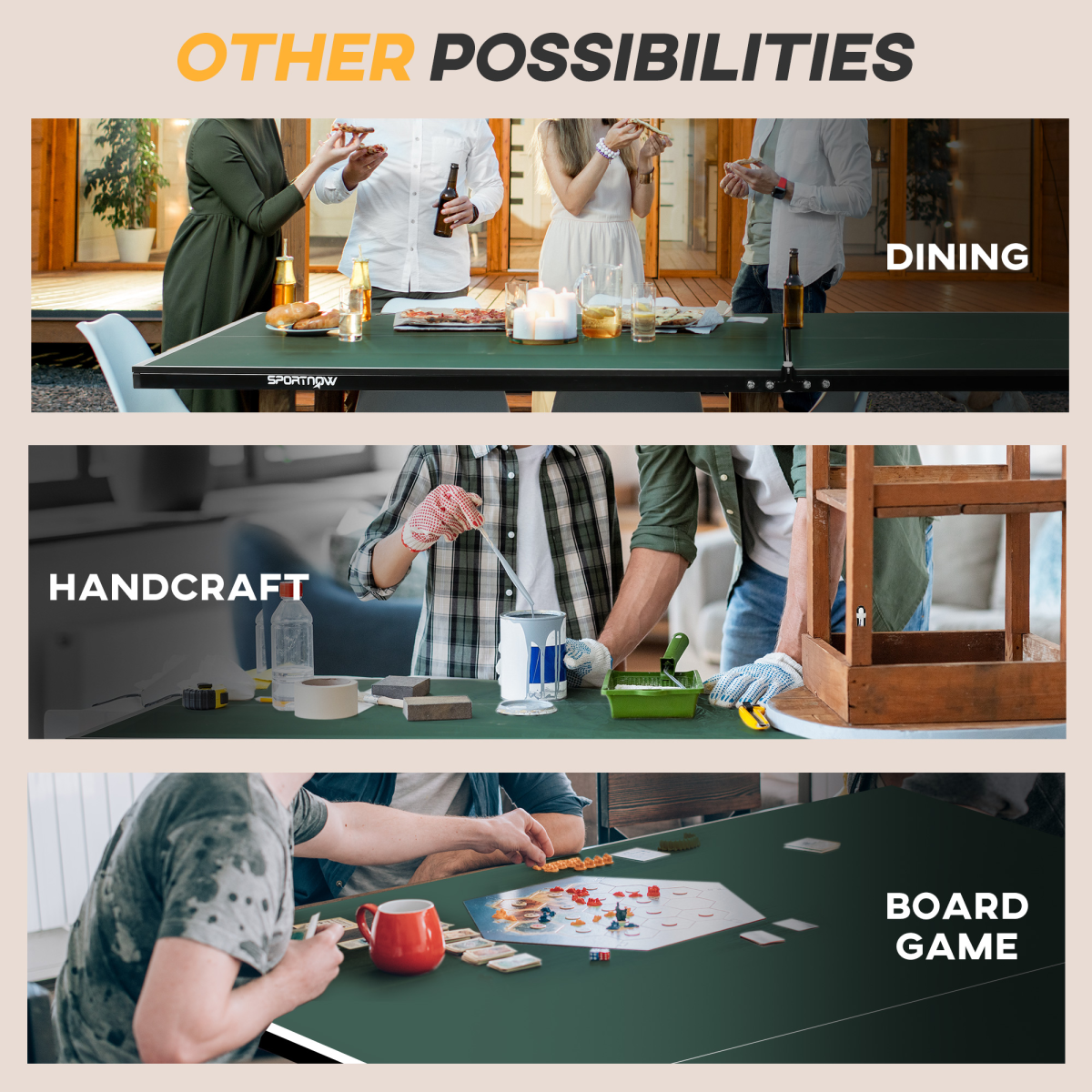 SPORTNOW 9FT Folding Table Tennis Table with 8 Wheels – Indoor & Outdoor Use