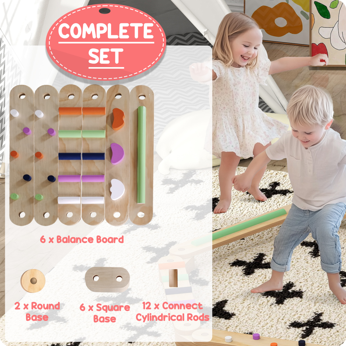 AIYAPLAY Wooden Balance Beam for Kids 3–8 Years – Indoor & Outdoor Sensory Play