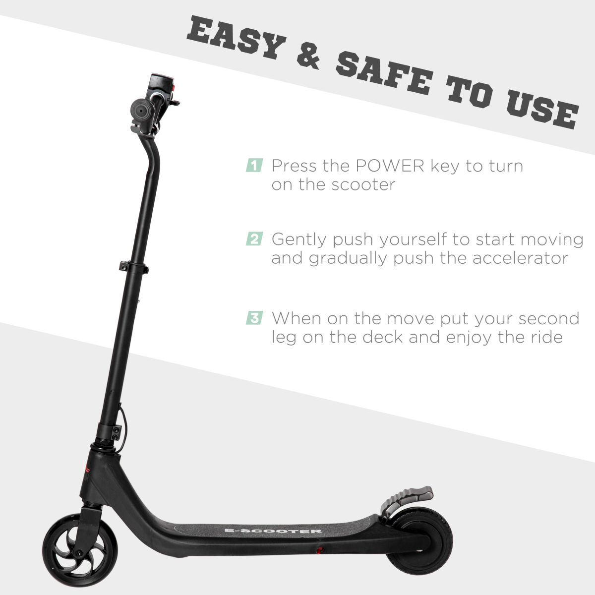 120W Homcom Electric Scooter – Battery Indicator, Adjustable Handlebars, Black - All Round Fitness