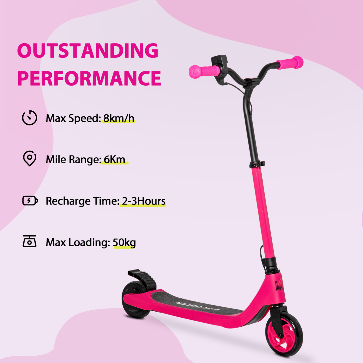 Pink 120W Electric Scooter w/ Battery Display & Rear Brake – Ride in Style! - All Round Fitness