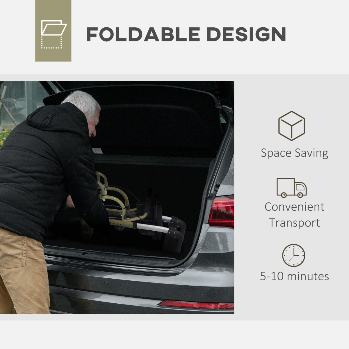 2-in-1 Wheelchair & Folding Rollator Walker with Seat, Lightweight Aluminium, Yellow-Green