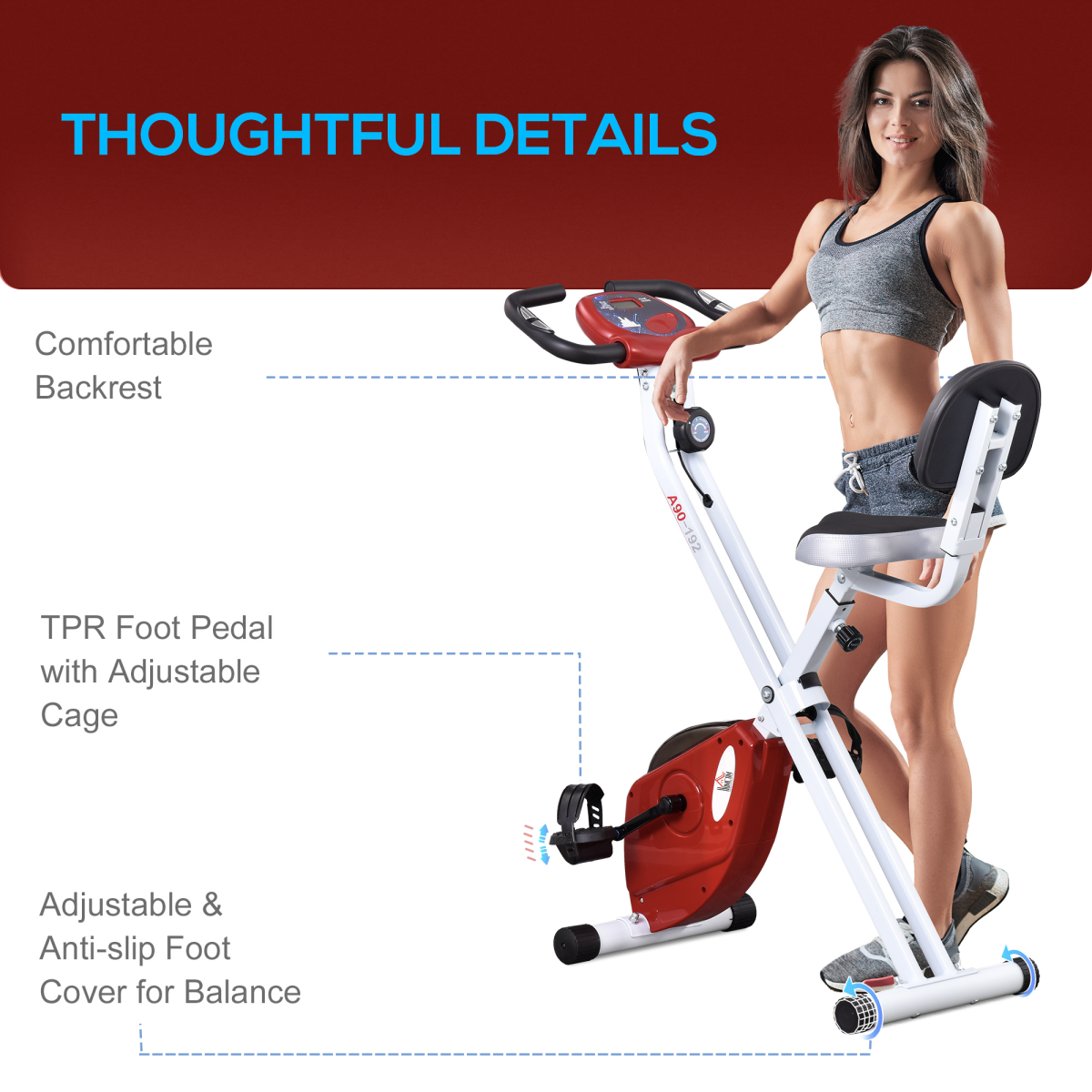 Foldable Magnetic Resistance Exercise Bike with LCD & Adjustable Seat - HOMCOM - All Round Fitness