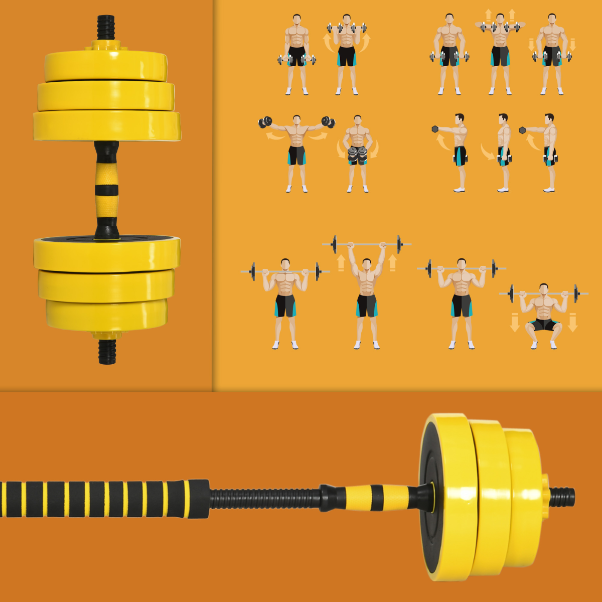 Versatile 30KG Barbell & Dumbbell Set - Home Gym Essential by HOMCOM - All Round Fitness