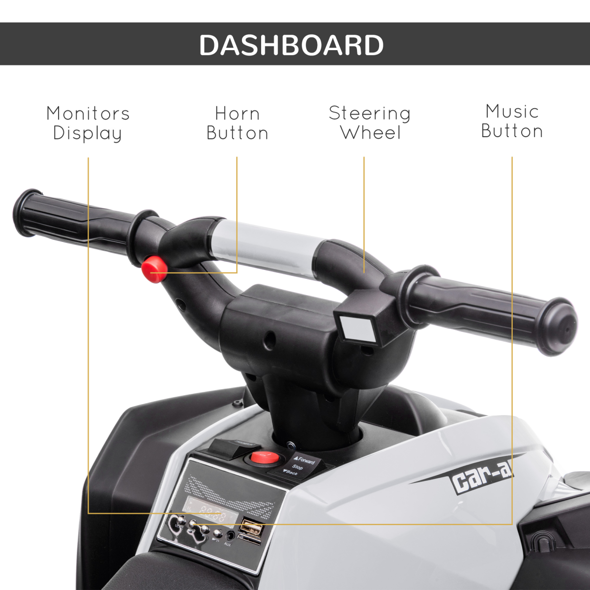 12V Electric Quad Bike for Kids Ride-On ATV Toy with Lights & Music – Ages 3-5