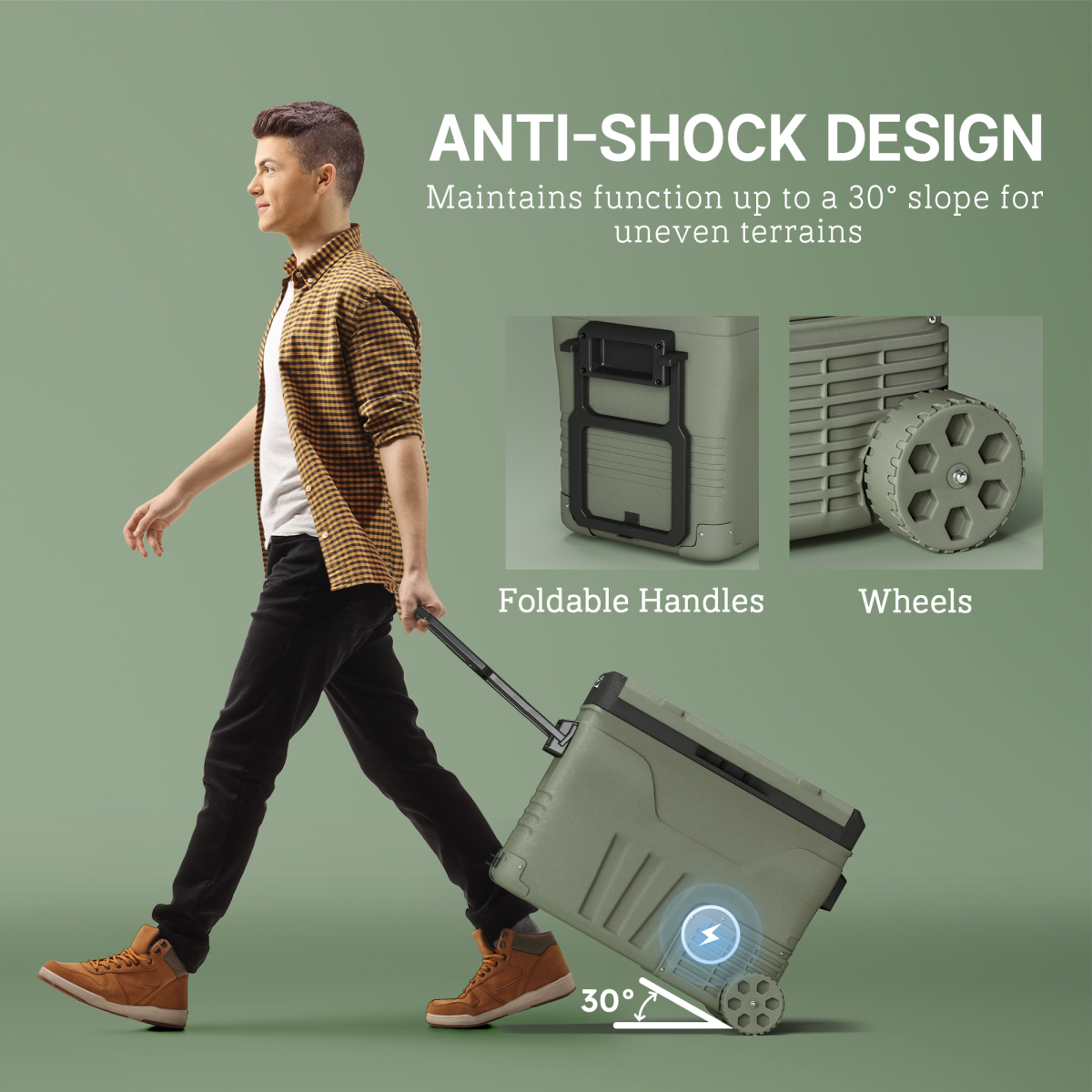 45L Portable Camping Fridge Freezer with Dual Zone, Car & Home Use, -20℃ to 20℃