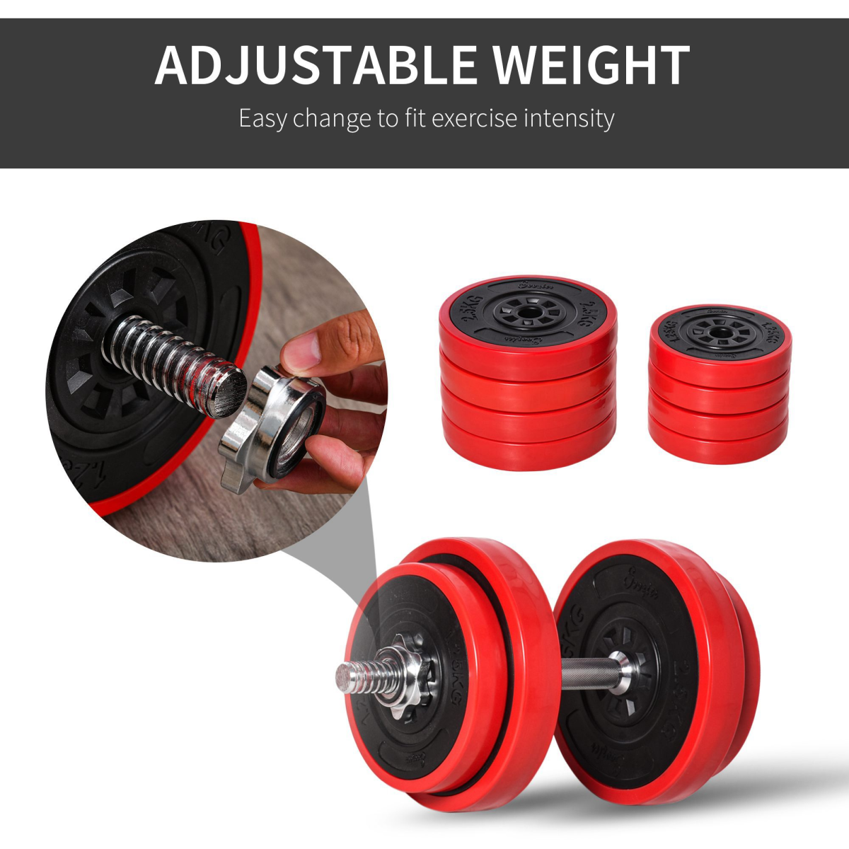 Adjustable 20KG Dumbbell & Barbell Set - Home Gym Essentials by HOMCOM - All Round Fitness