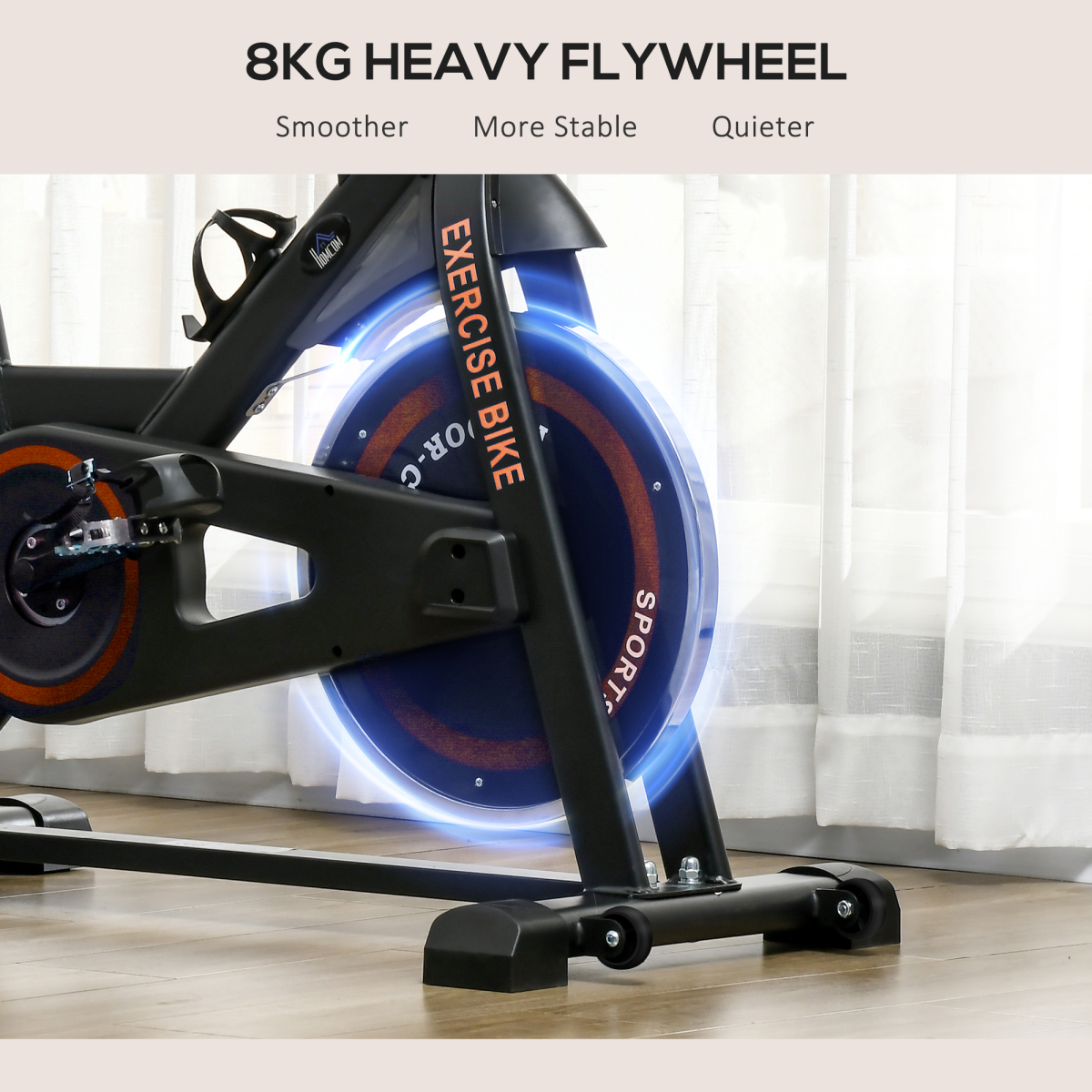 Indoor Exercise Bike with 8kg Flywheel, Adjustable Resistance & LCD Monitor – Black