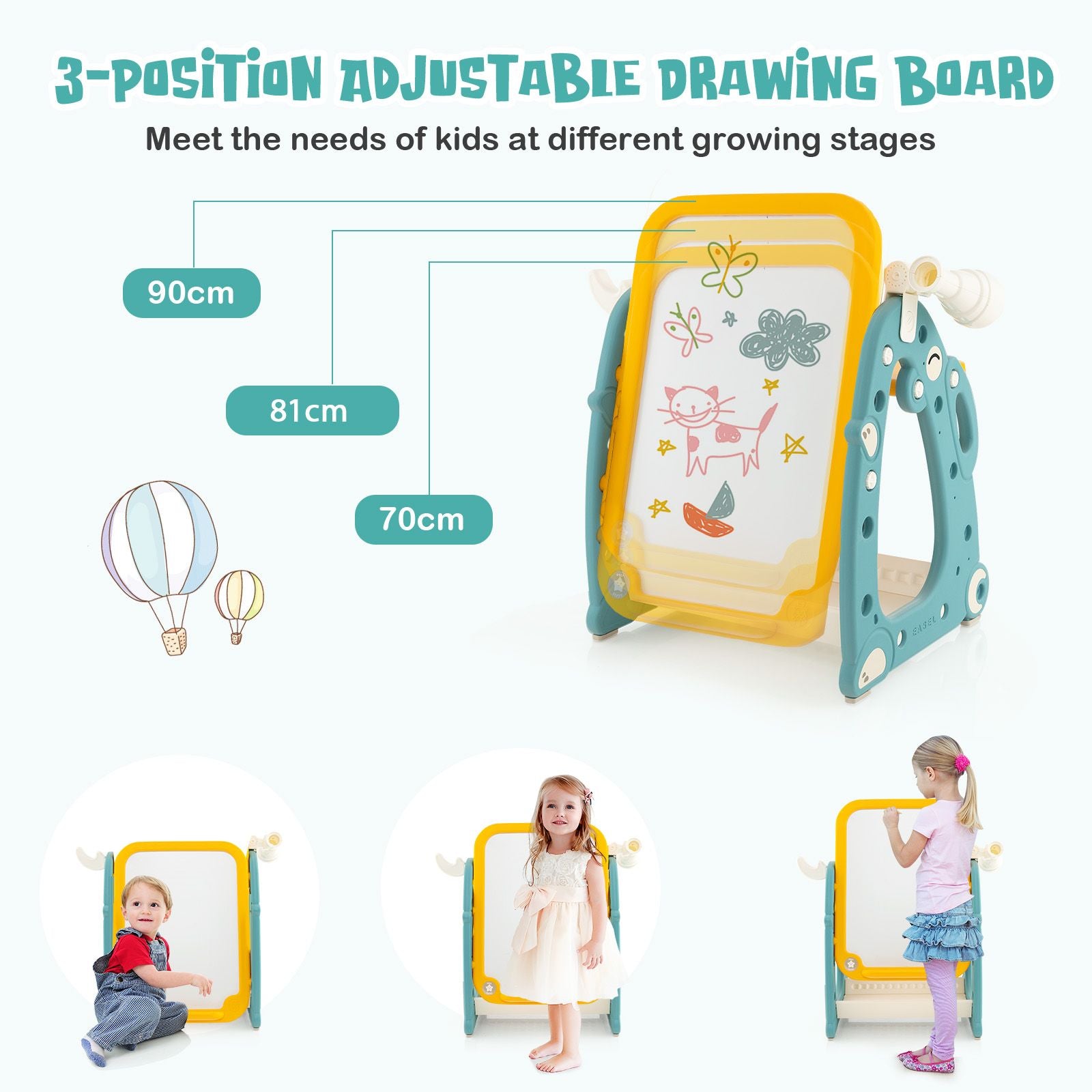 4-in-1 Kids Art Easel Desk & Chair Set with Adjustable Whiteboard | Drawing Table, Study Desk & Activity Center for Ages 1–8