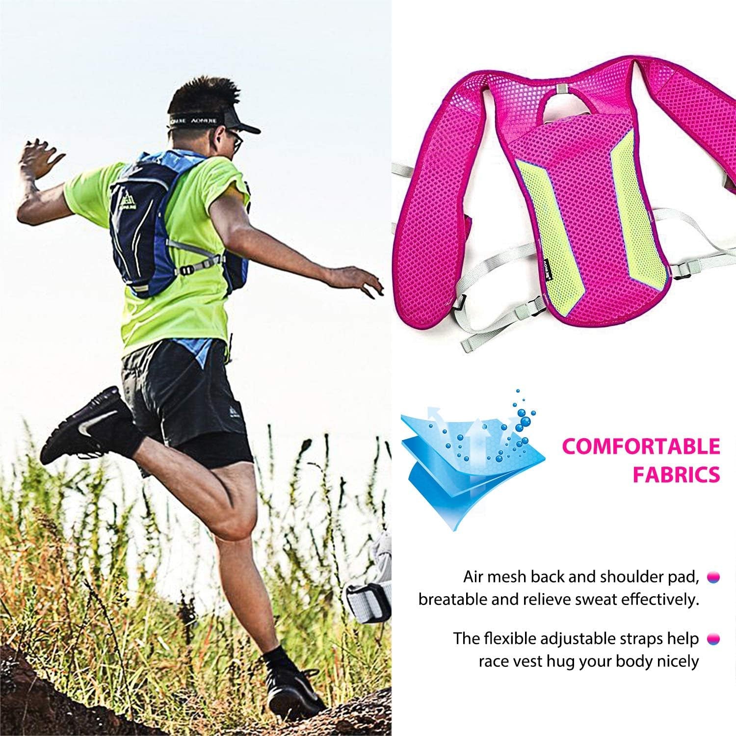 Hydration Pack Backpack 5.5L | Lightweight Running Hydration Vest for Men & Women | Trail Running, Marathon, Hiking & Cycling Backpack (Available with or without Water Bottle)