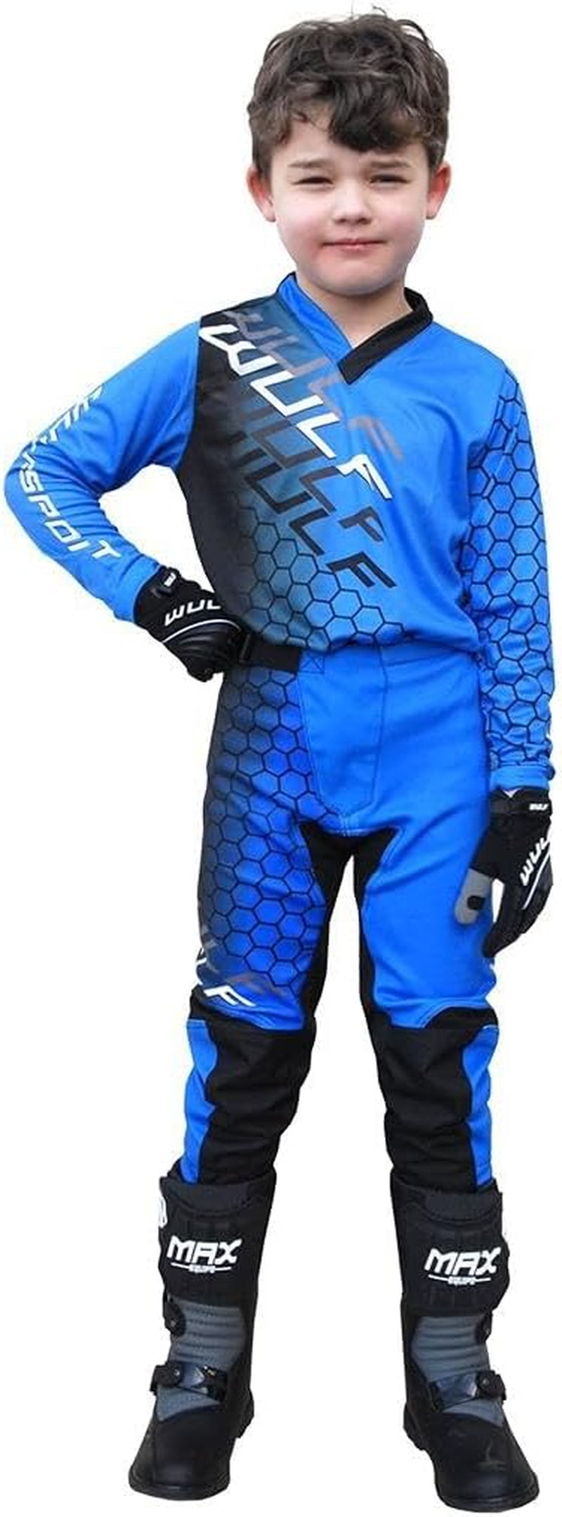 WULF MX 2024 Kids Motocross Race Suit - Off-Road Trials Enduro Kart ATV MTB Dirt Bike Junior Apparel Set